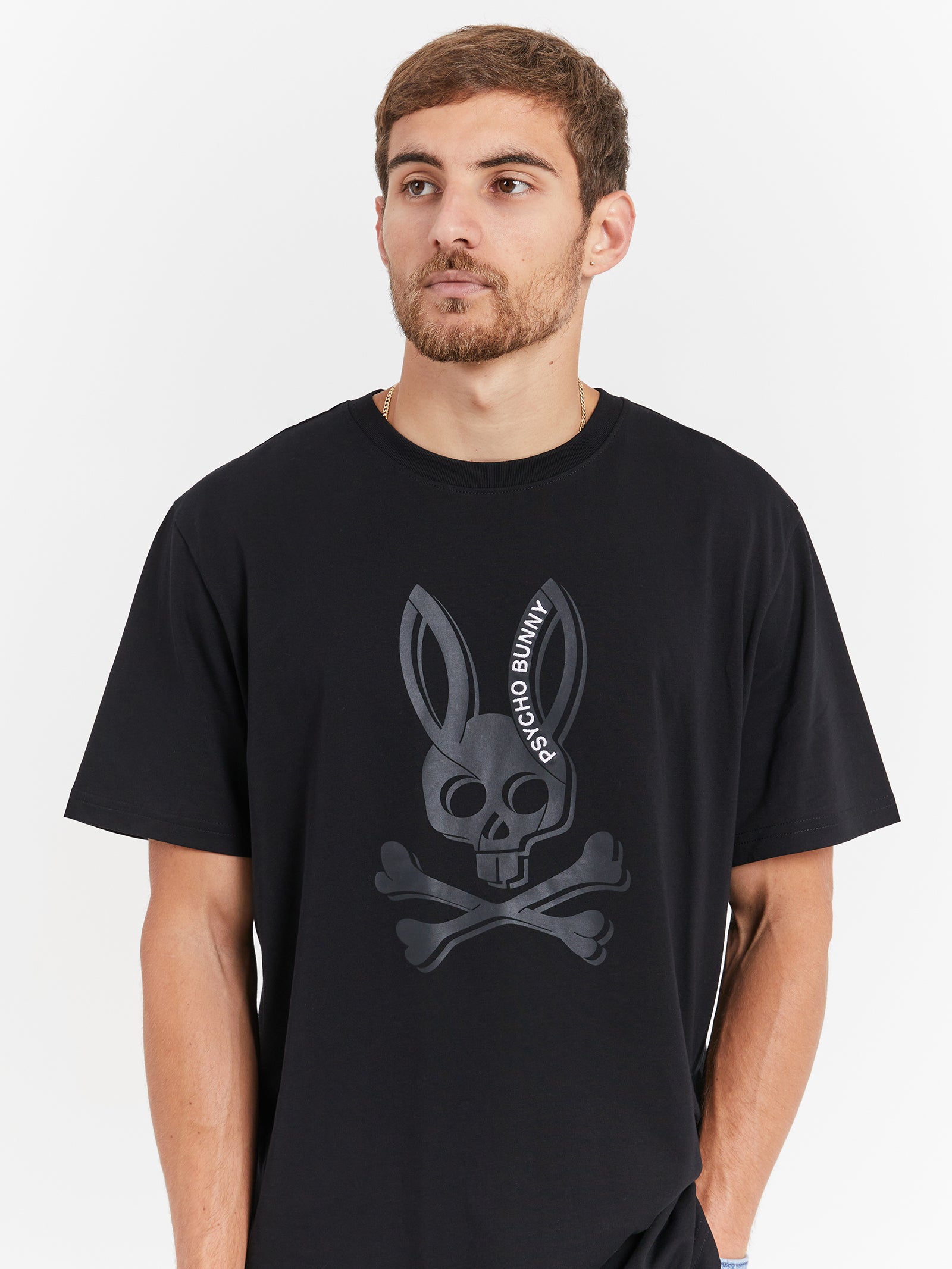 Serge Embroidered Graphic T-Shirt in Black