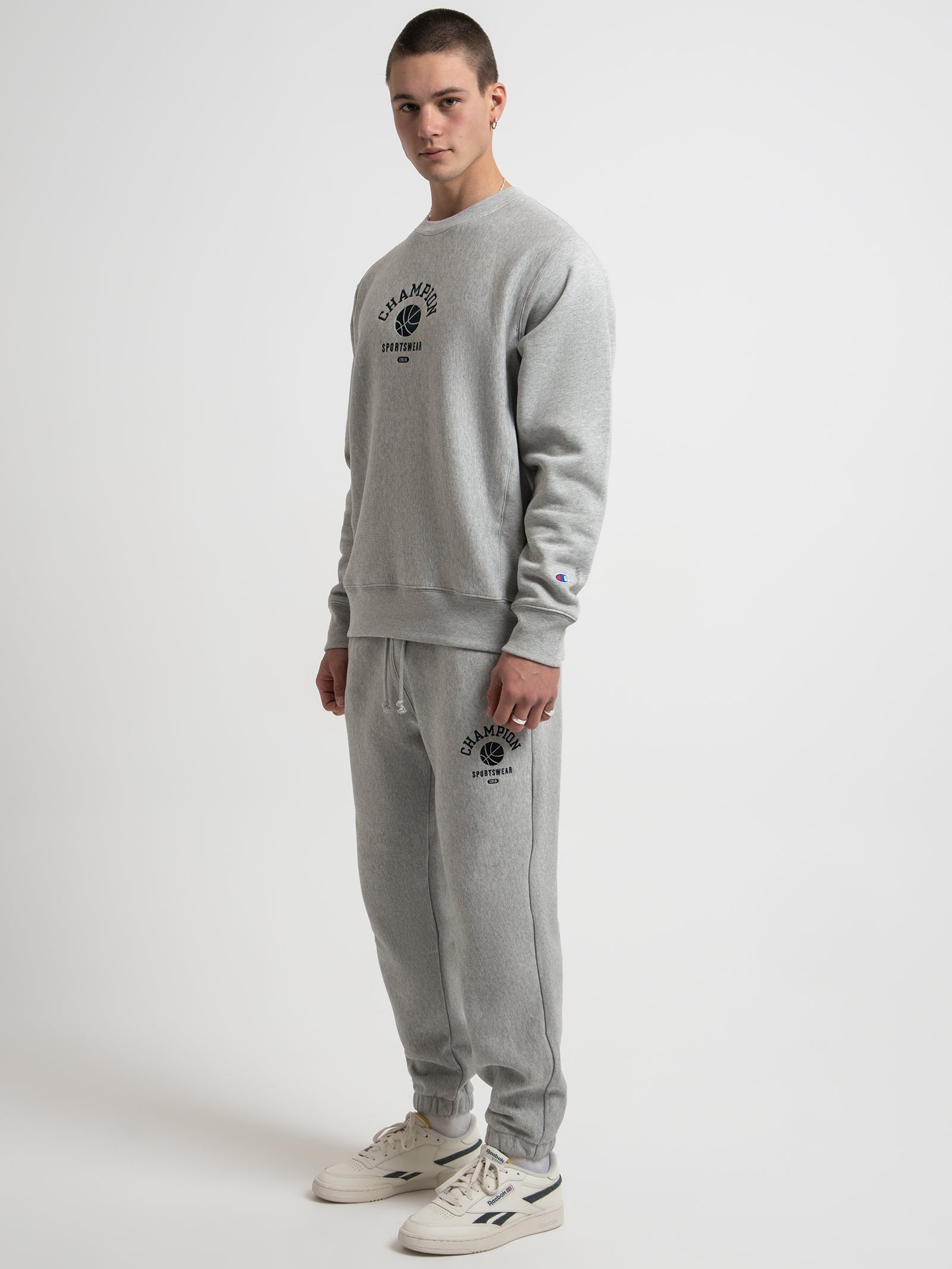 Reverse Weave Clubhouse Relaxed Joggers in Oxford Heather Grey