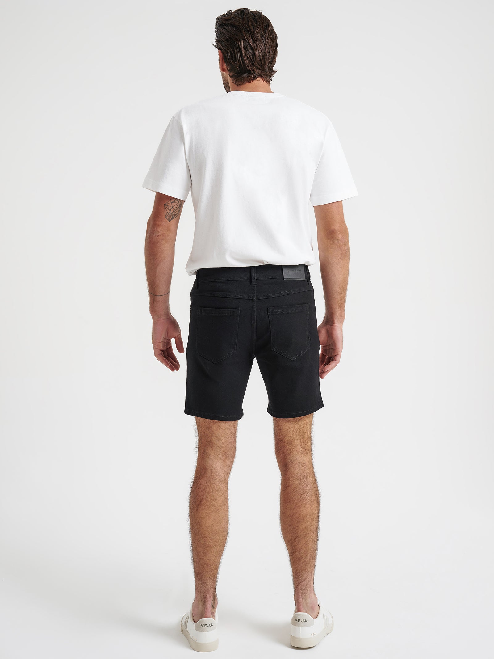 Niko Slim Denim Shorts in True Black