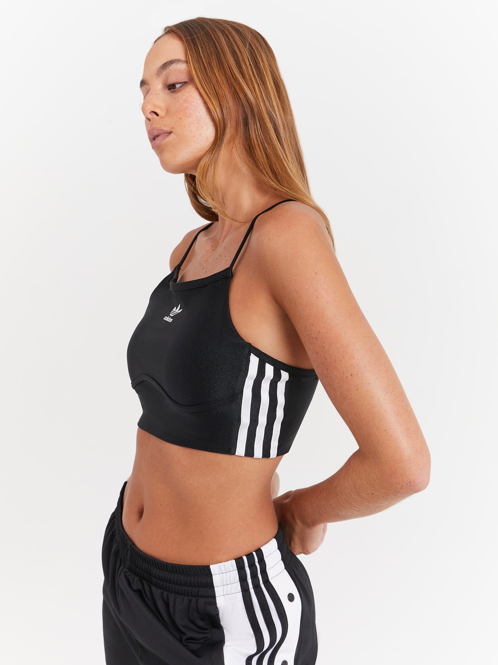 Three Stripe Bra Top in Black