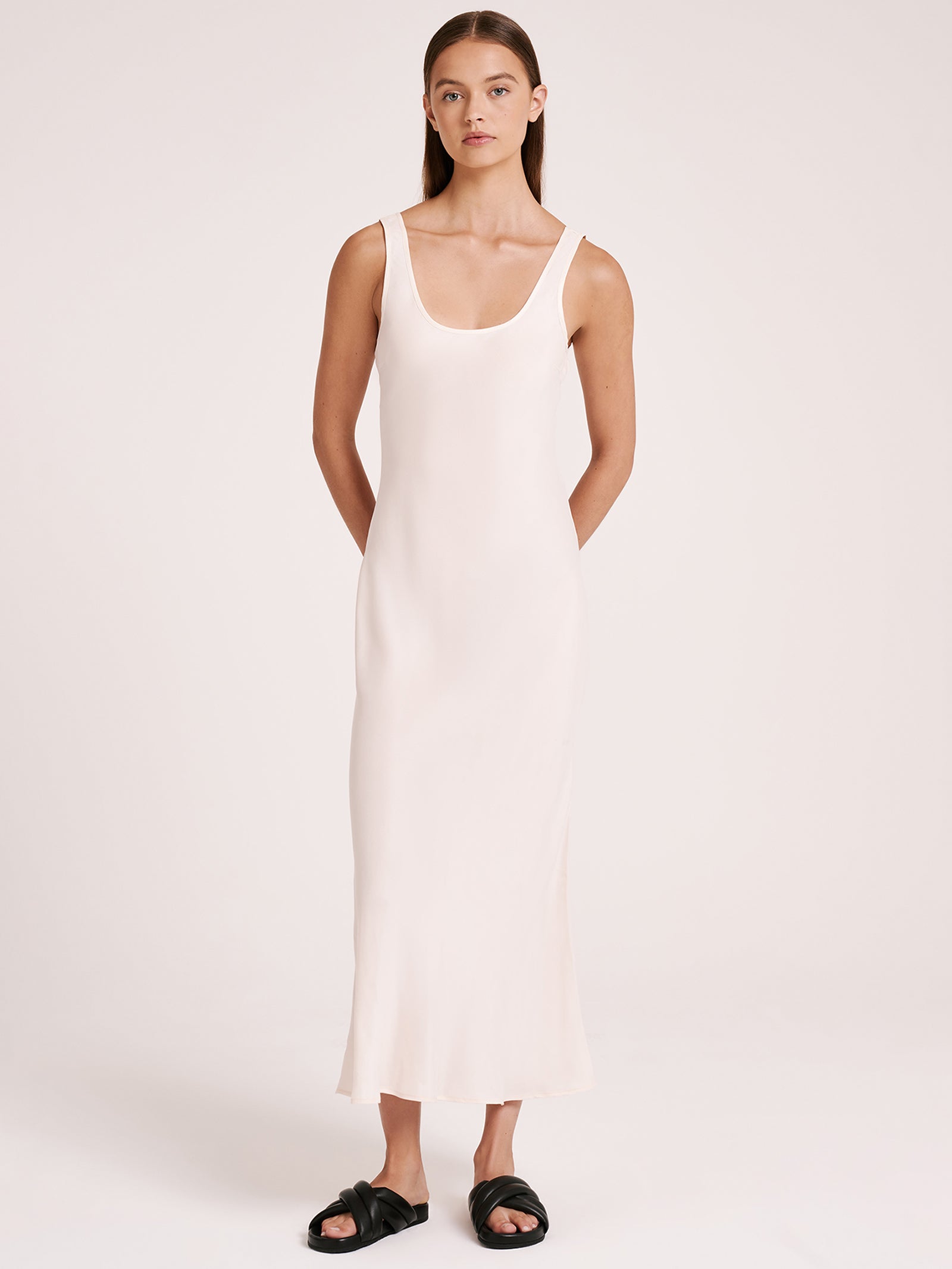 Cupro Slip Dress in Cloud White