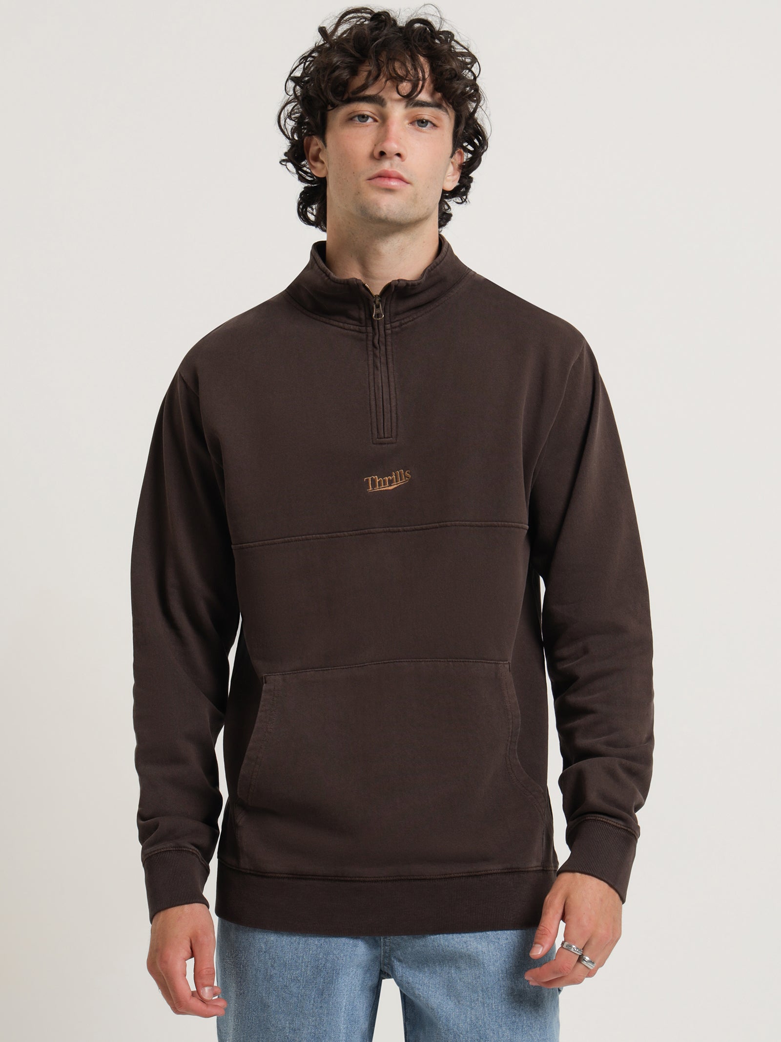 Time for Thrills 1/4 Zip Sweater in Java