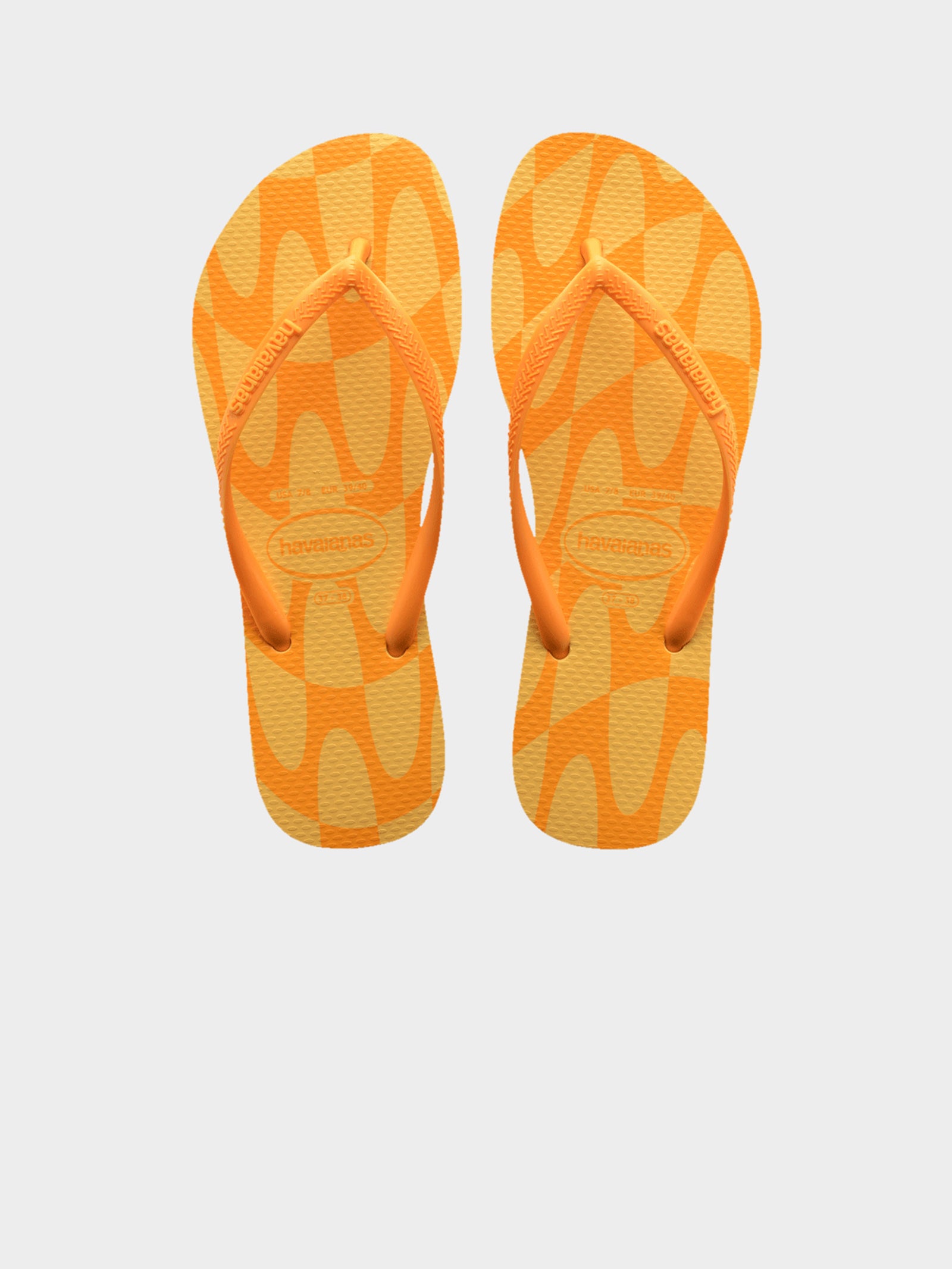 Unisex Slim Distorted Wave Thongs in Orange