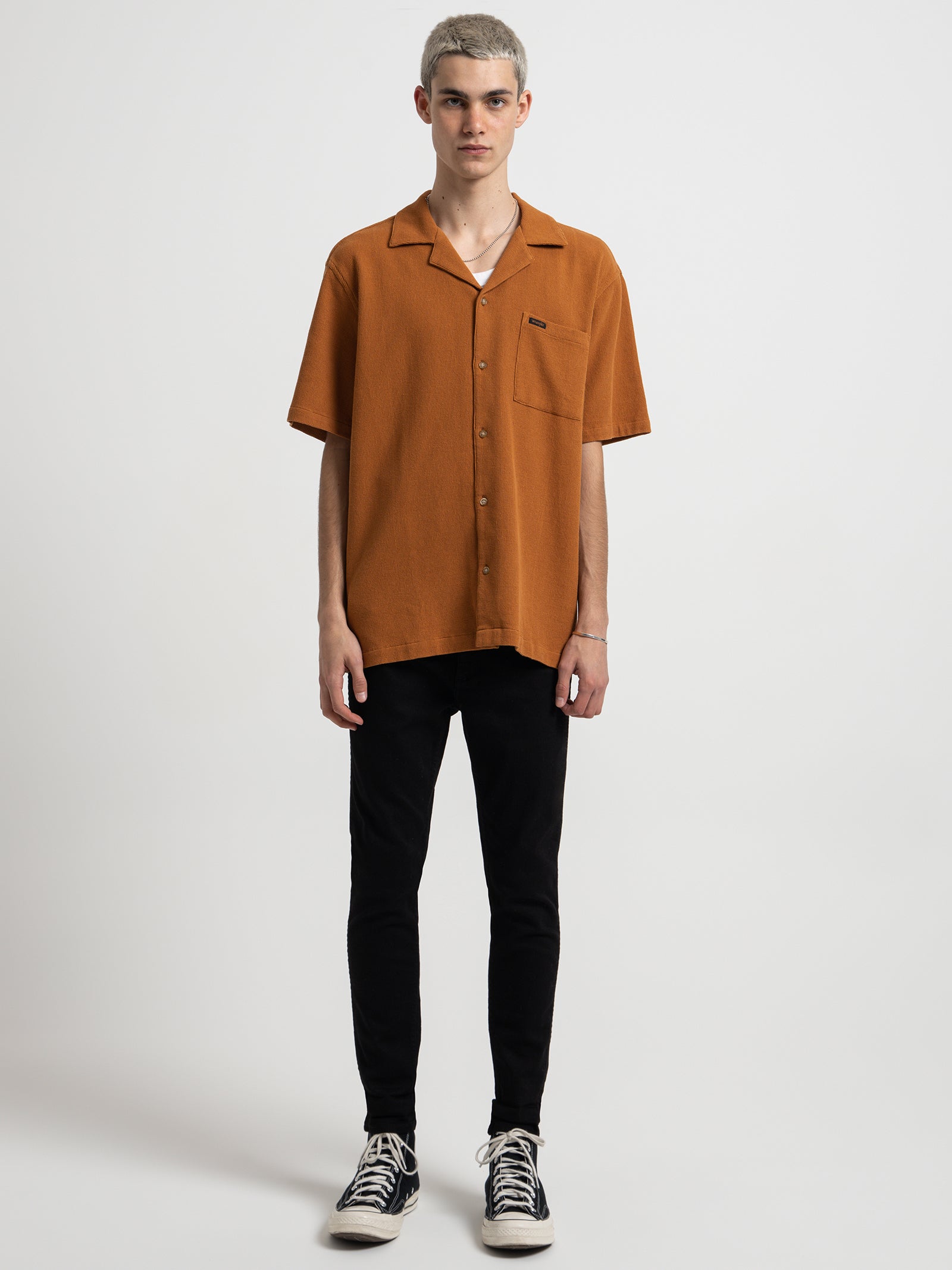 Resort Shirt in Waffle Spice Orange