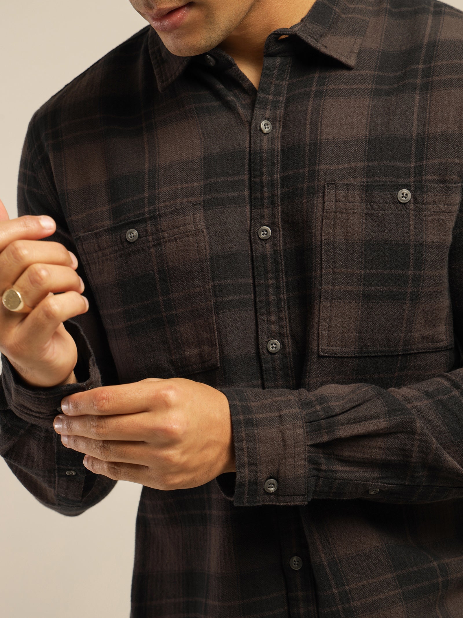 Anderson Plaid Long Sleeve Shirt in Coal