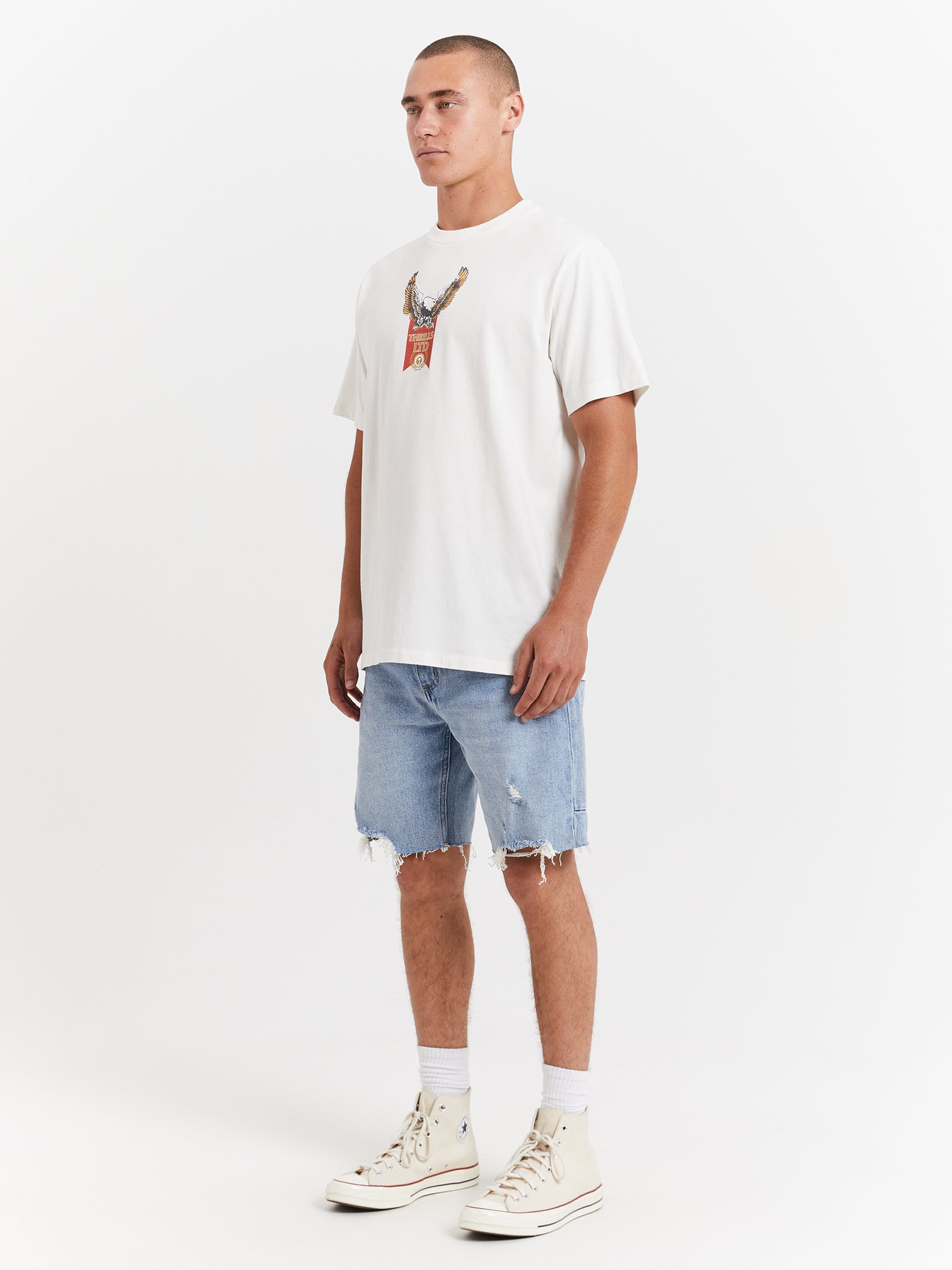 All For One Merch Fit T-Shirt in Dirty White