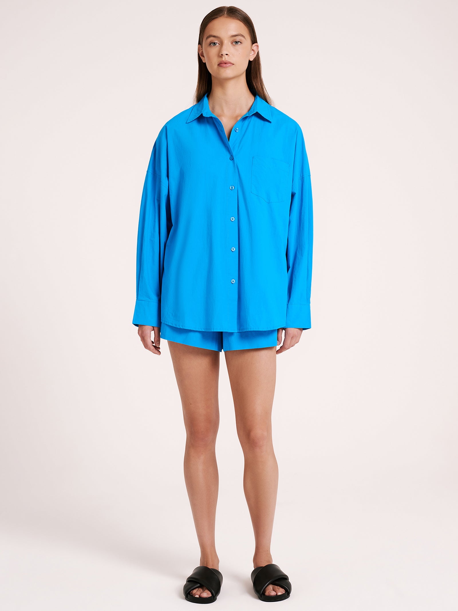 Cruz Poplin Shirt in Azure Blue