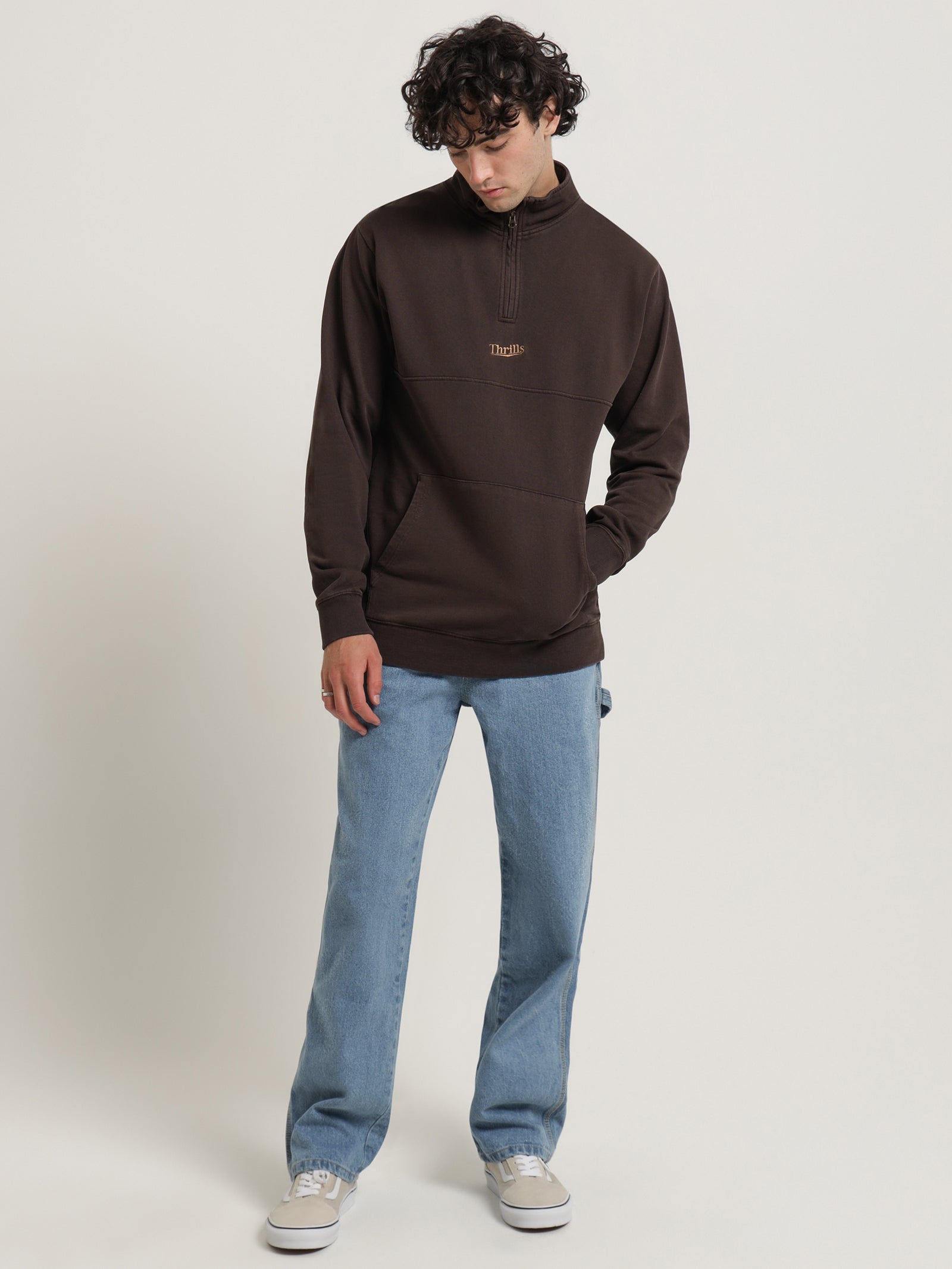 Time for Thrills 1/4 Zip Sweater in Java