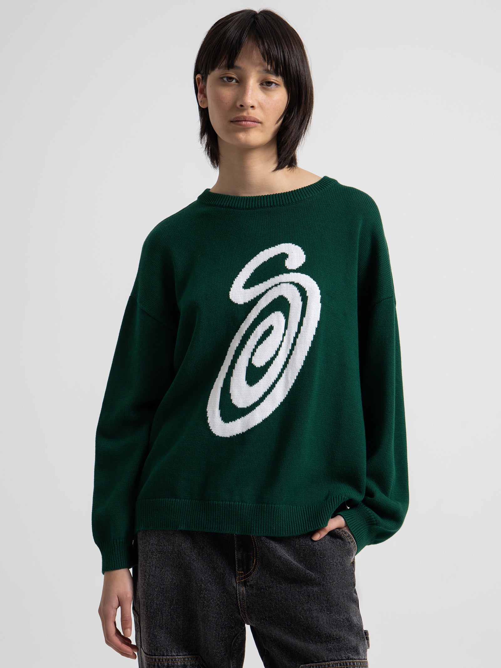 Stussy Curly Knit in Moss Green