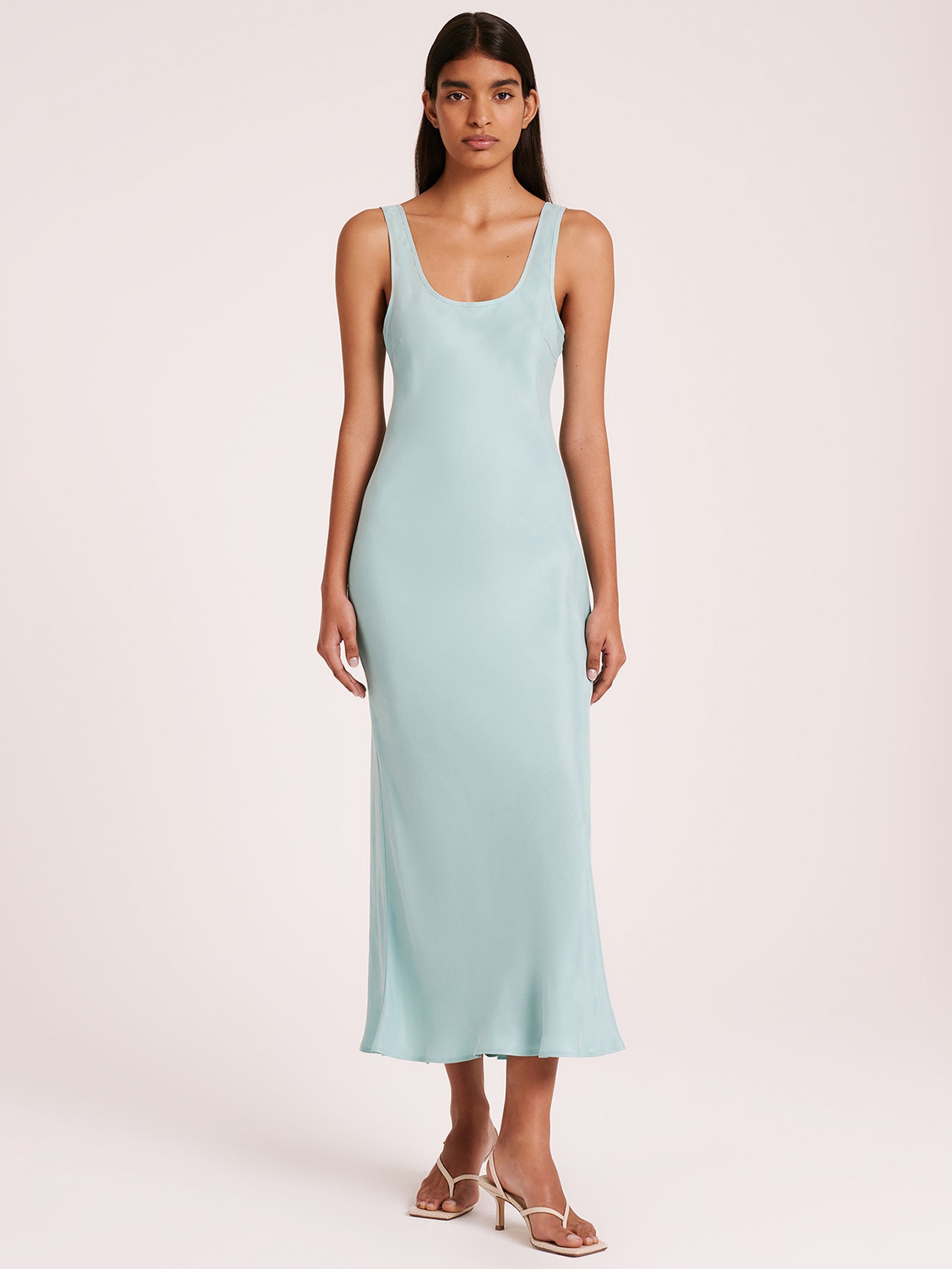 Cupro Slip Dress in Aqua