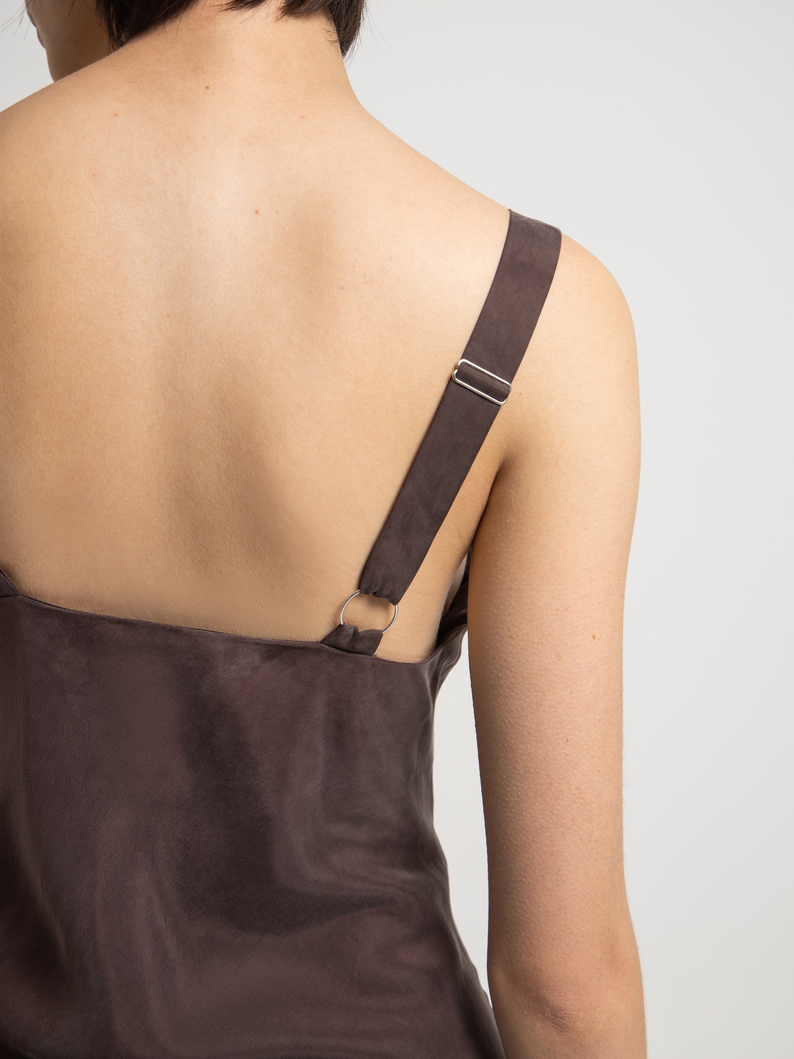 Ren Cupro Slip Dress in Cinder Brown