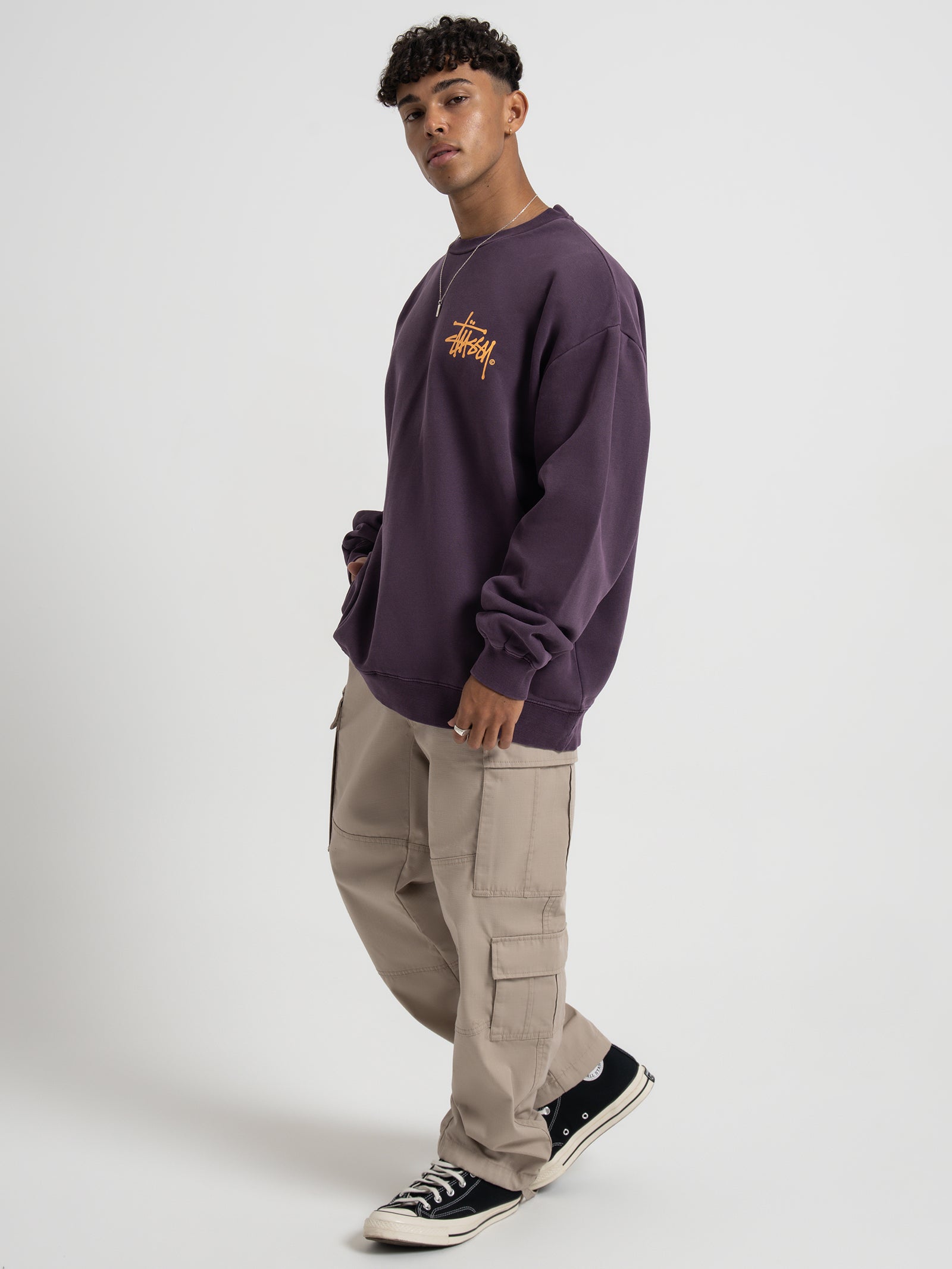 Shadow Graffiti Crew Fleece in Aubergine Purple