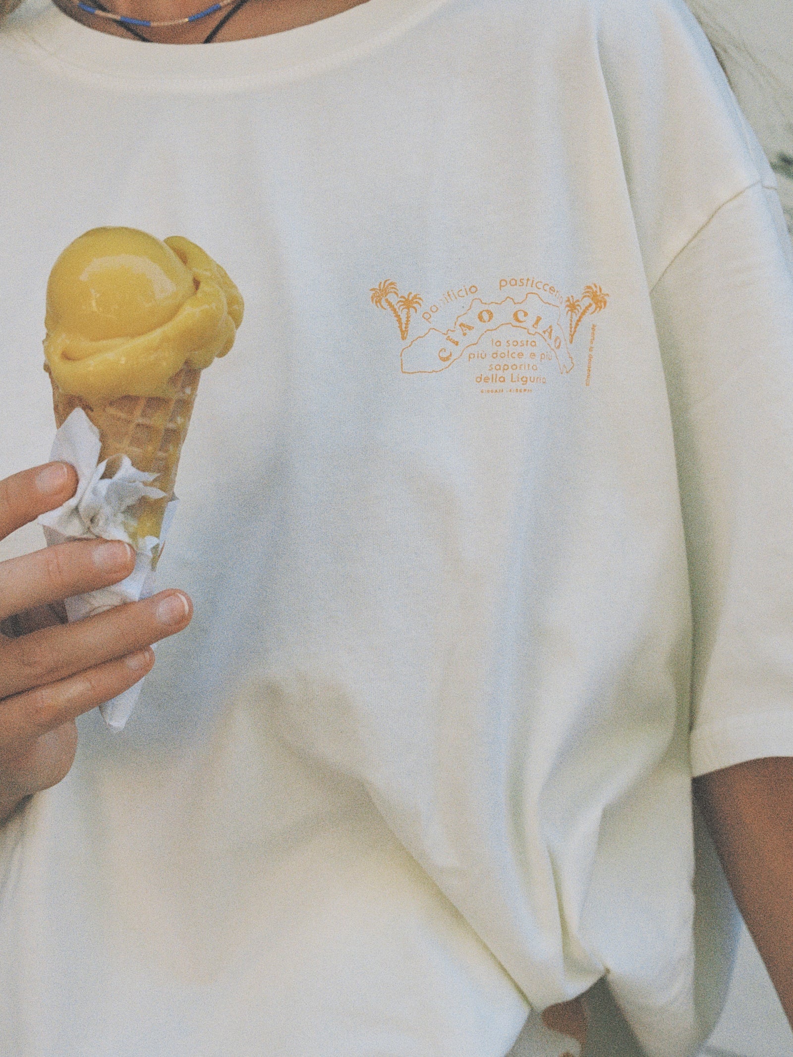 Bakery T-Shirt in White & Orange