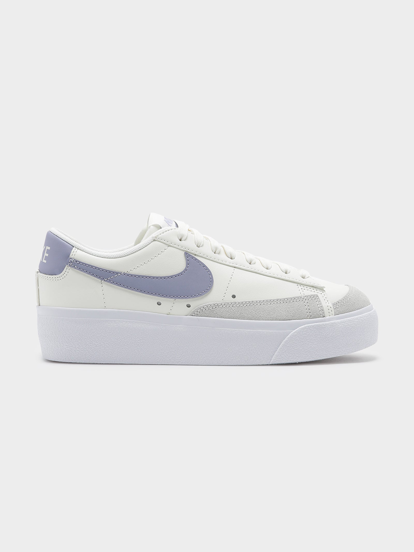 Womens Blazer Low Platform Sneakers in White & Lilac