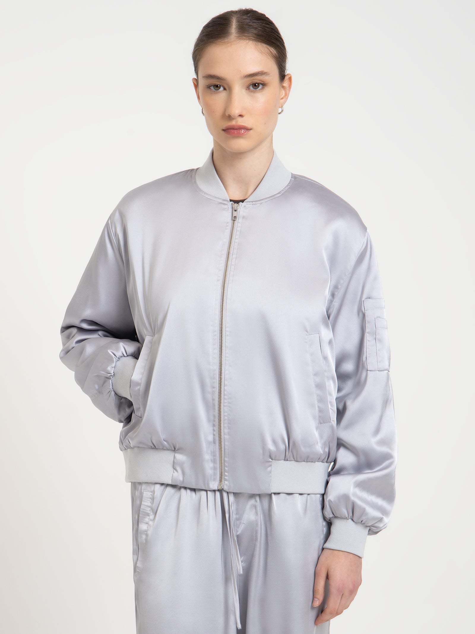 Hazel Bomber Jacket in Silver