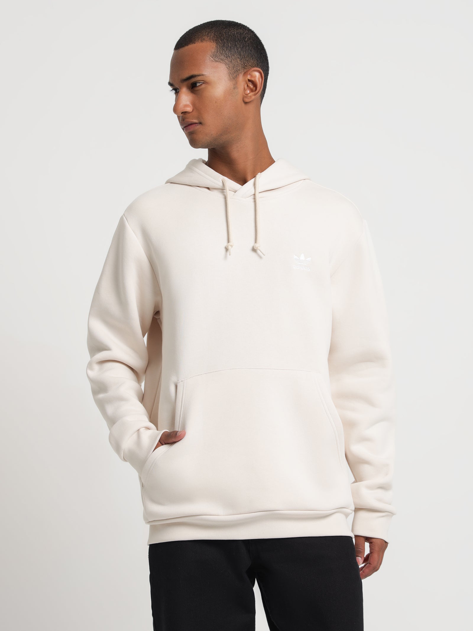 Trefoil Essentials Hoodie in Wonder White