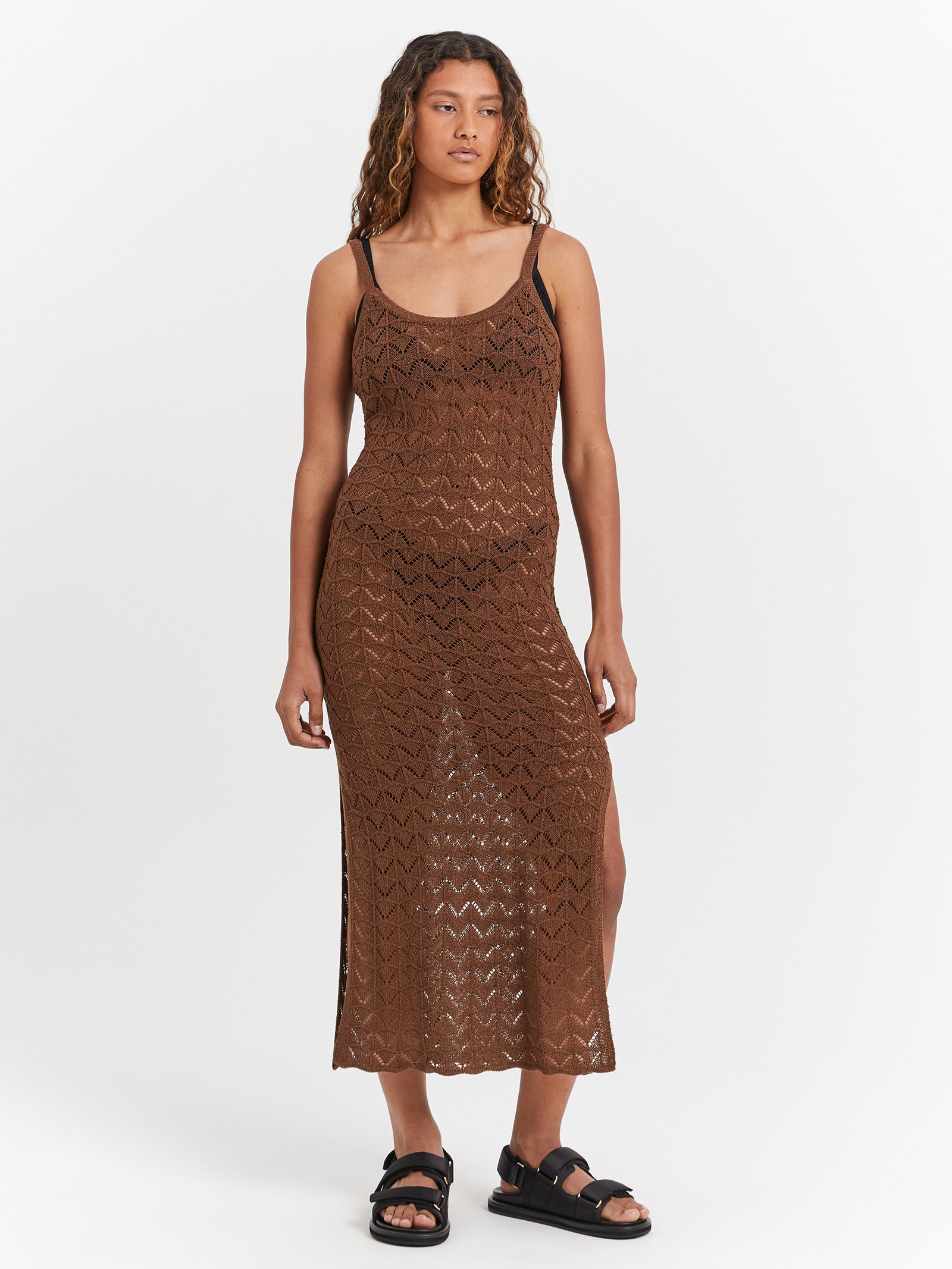 Marketta Midi Dress in Chocolate