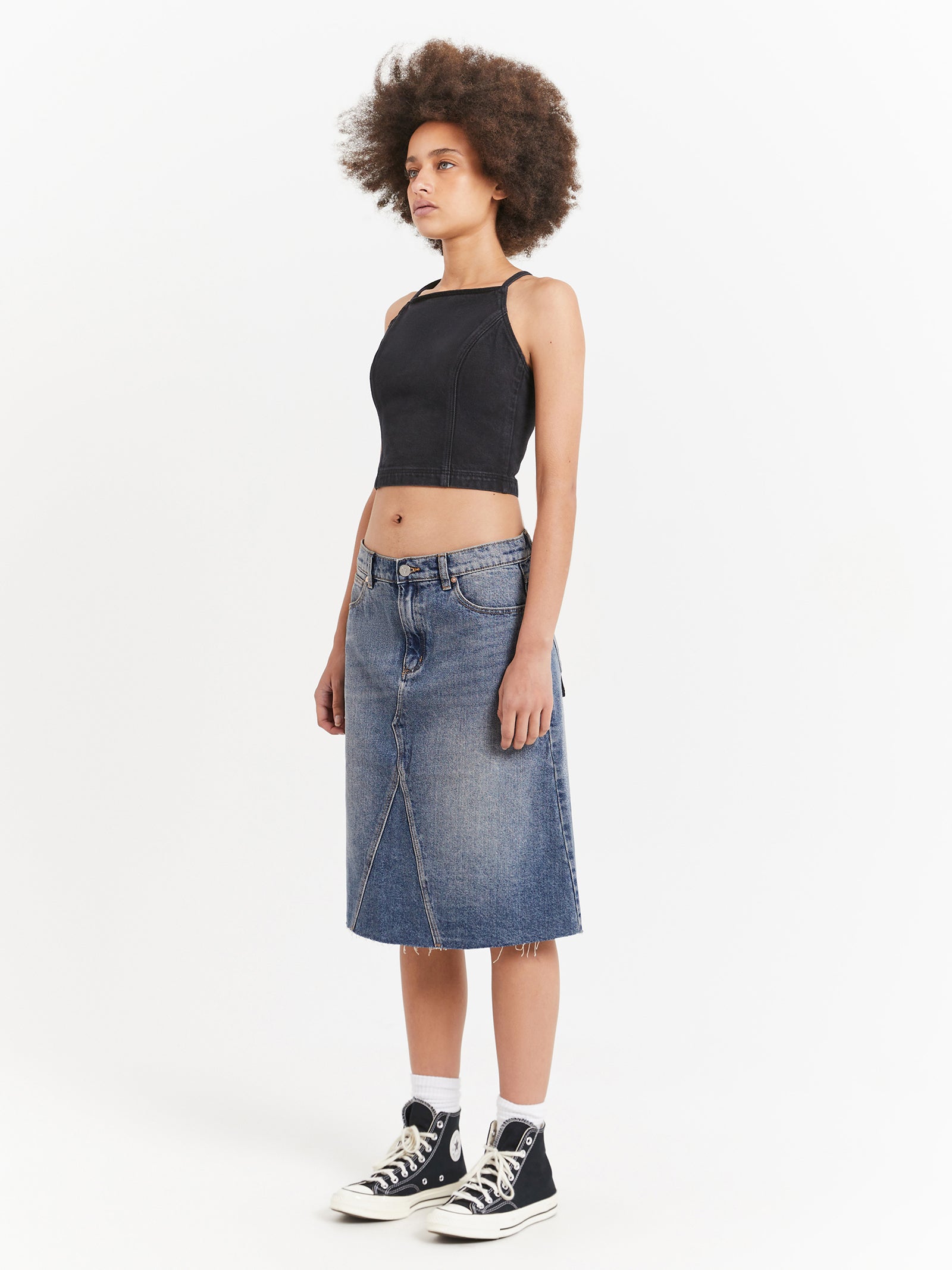 Aline Midi Skirt in Mid Vintage Blue