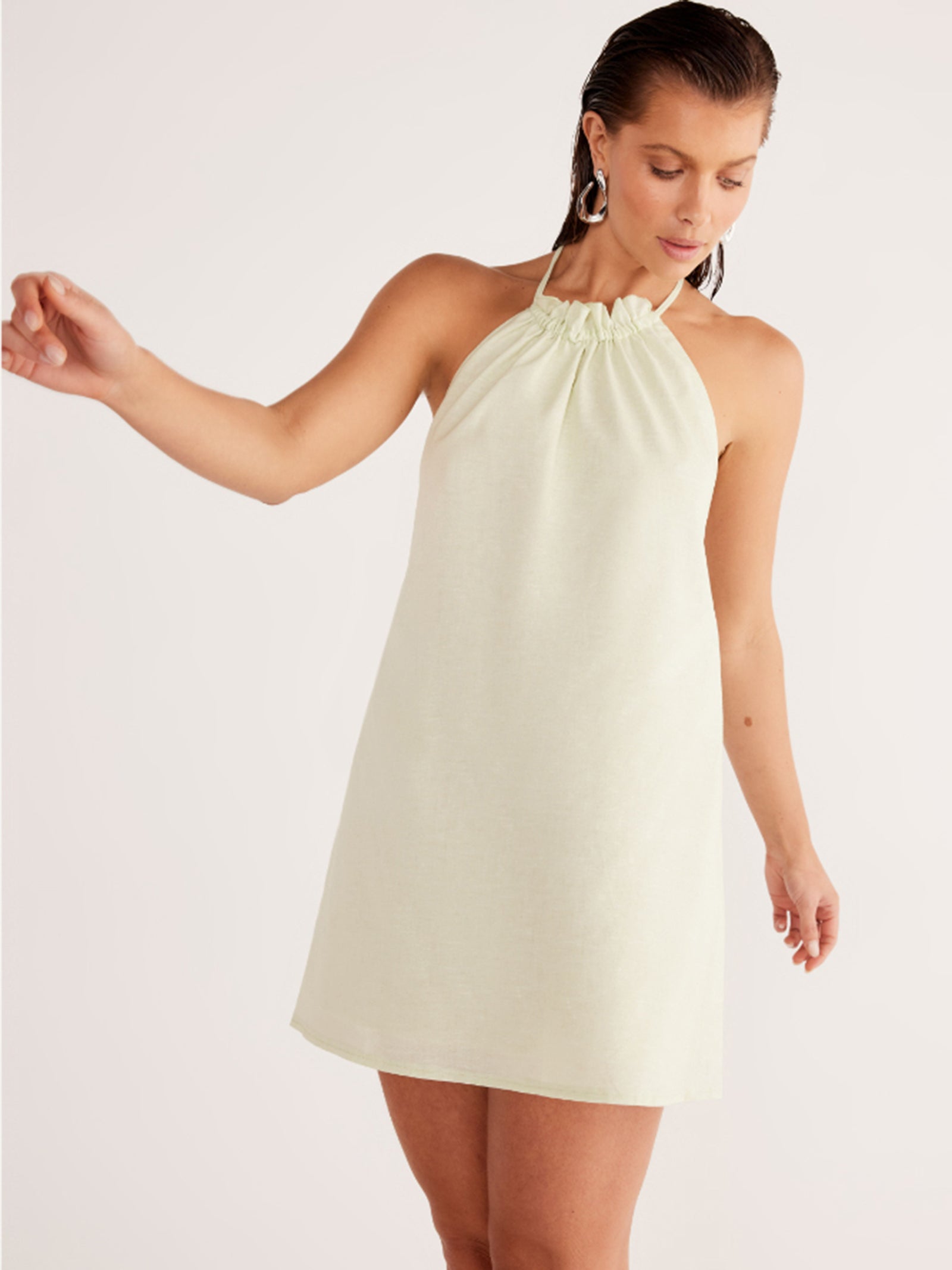 Alysse Halter Dress In Matcha