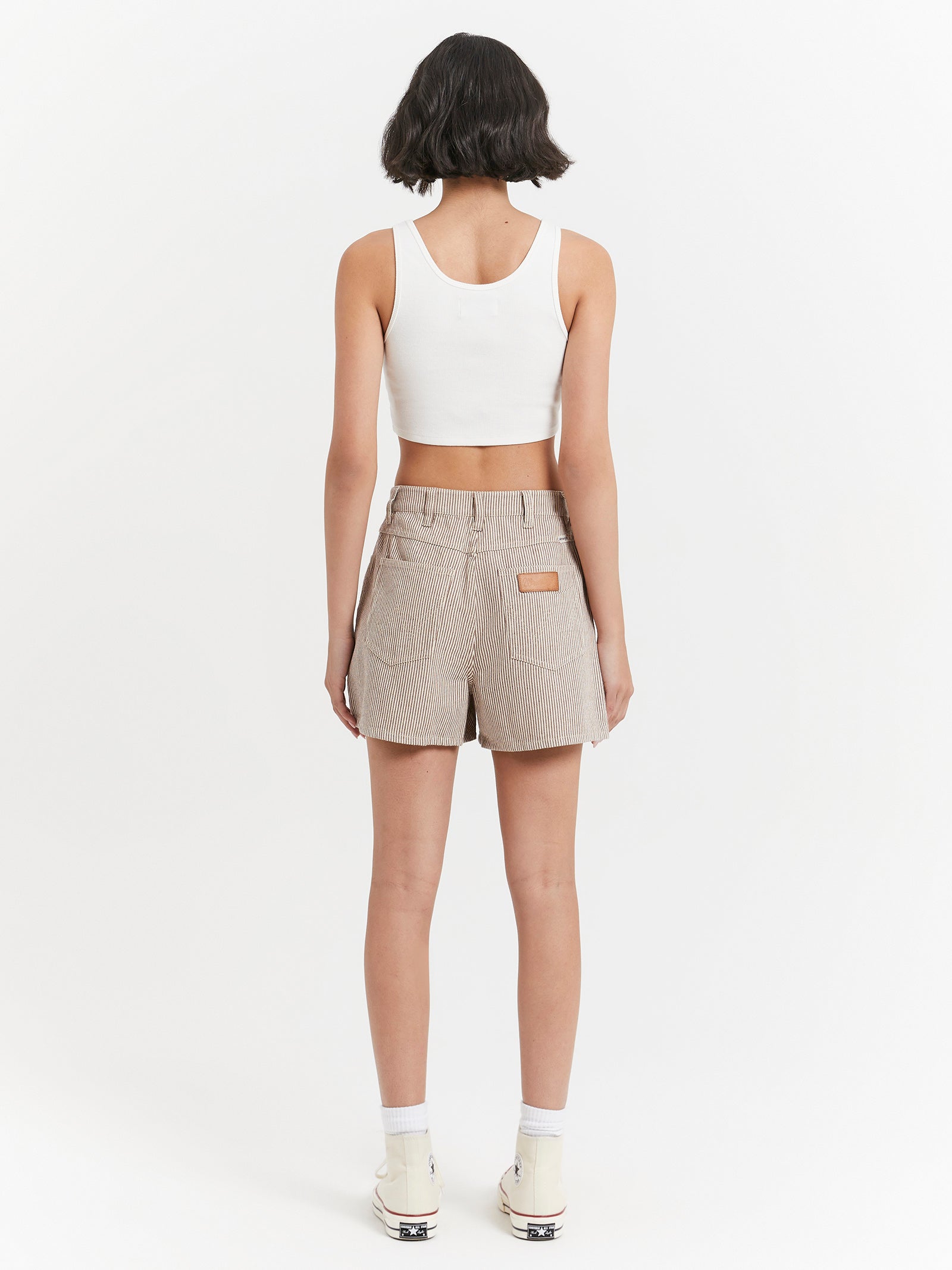 Hi Bells Shorts in Faded Tan Stripe