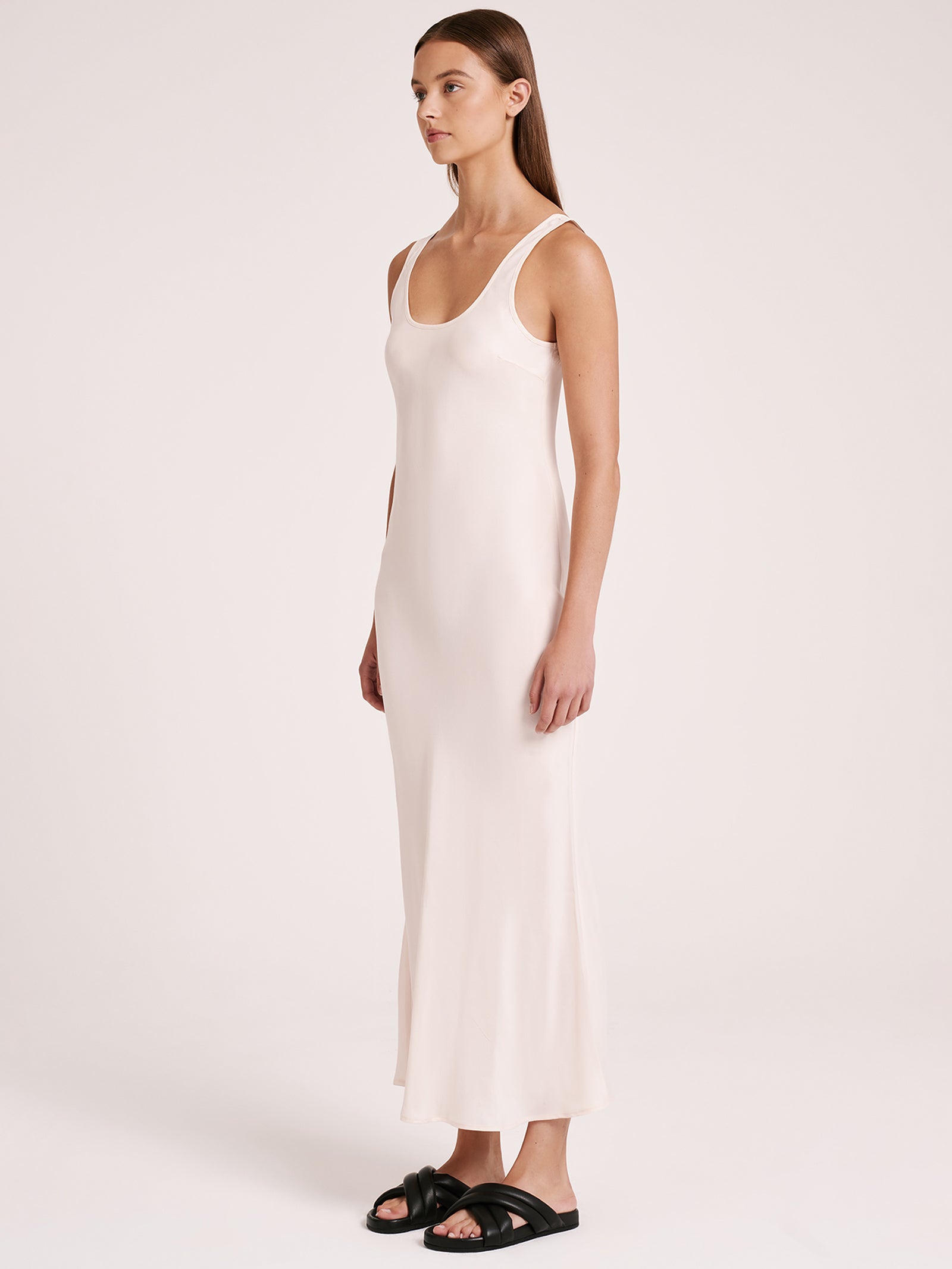 Cupro Slip Dress in Cloud White