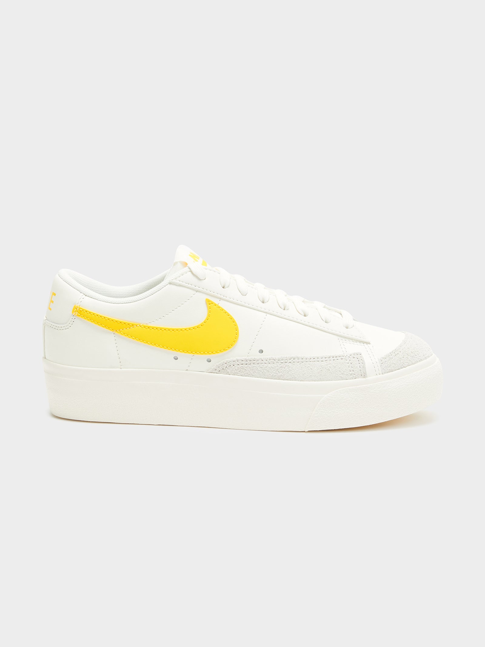 Womens Blazer Low Platform Sneakers in White & Yellow