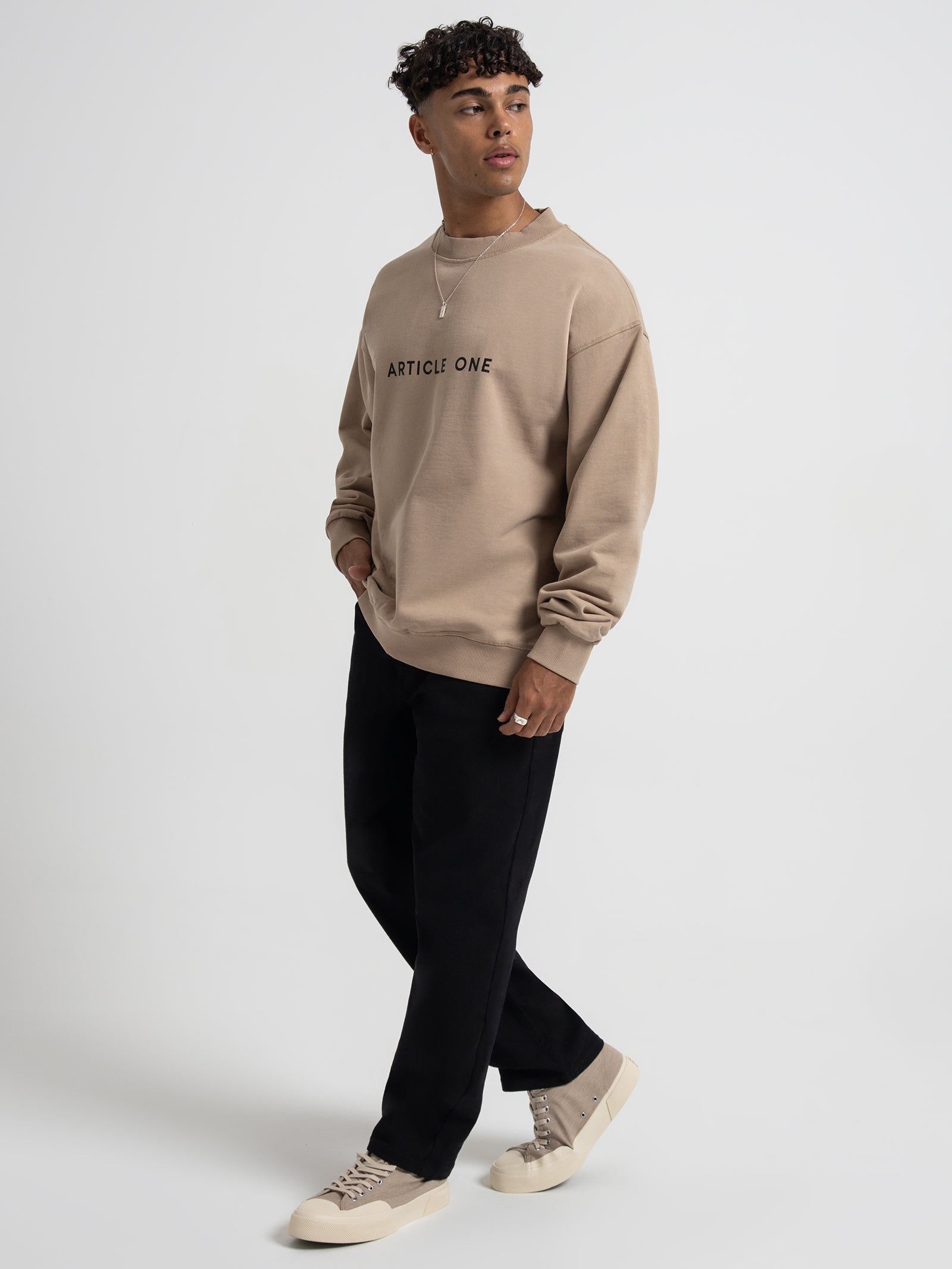 Classic Logo Sweater in Washed Stone