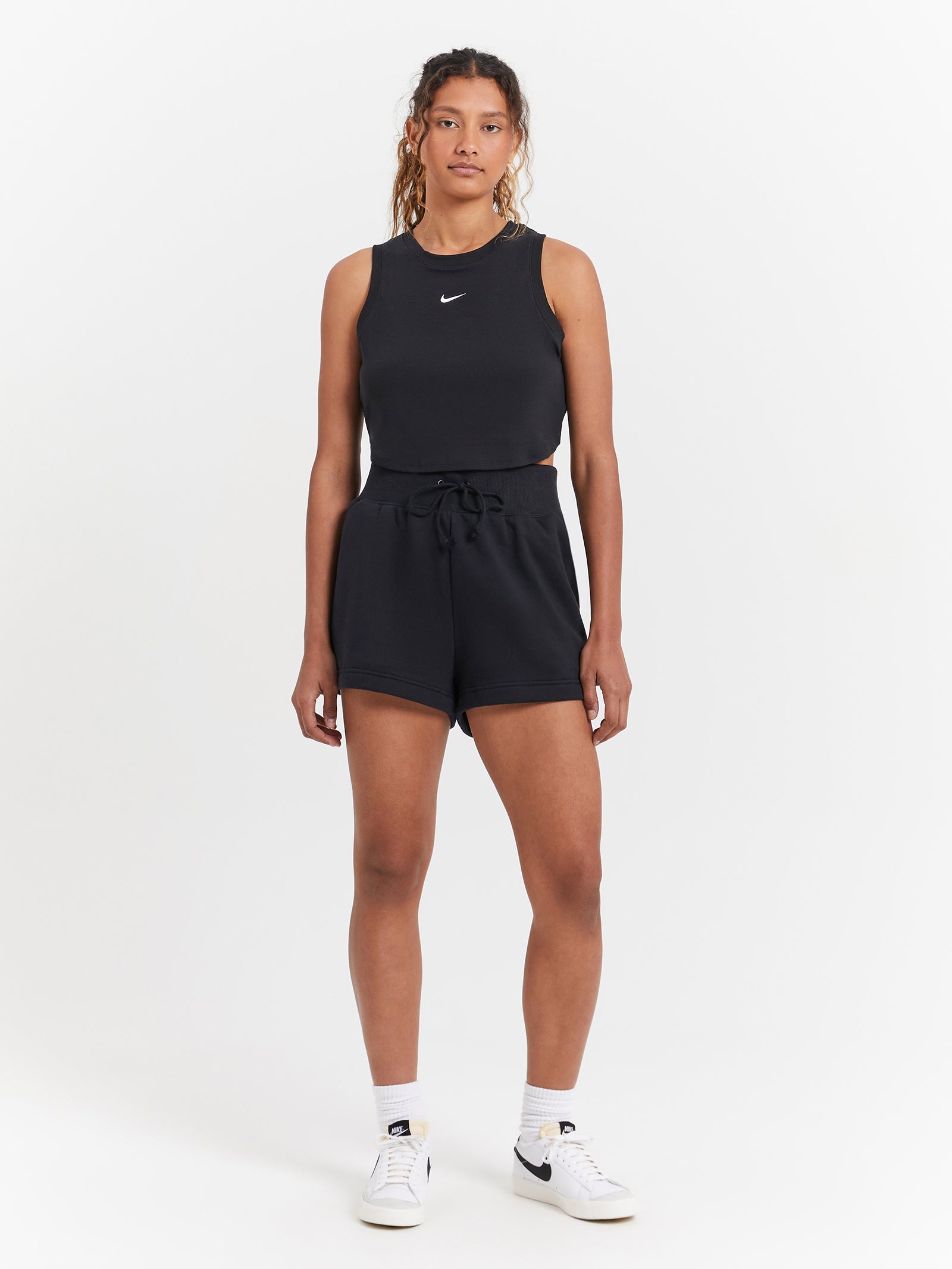 Sportswear Essentials Ribbed Cropped Tank in Black Sail