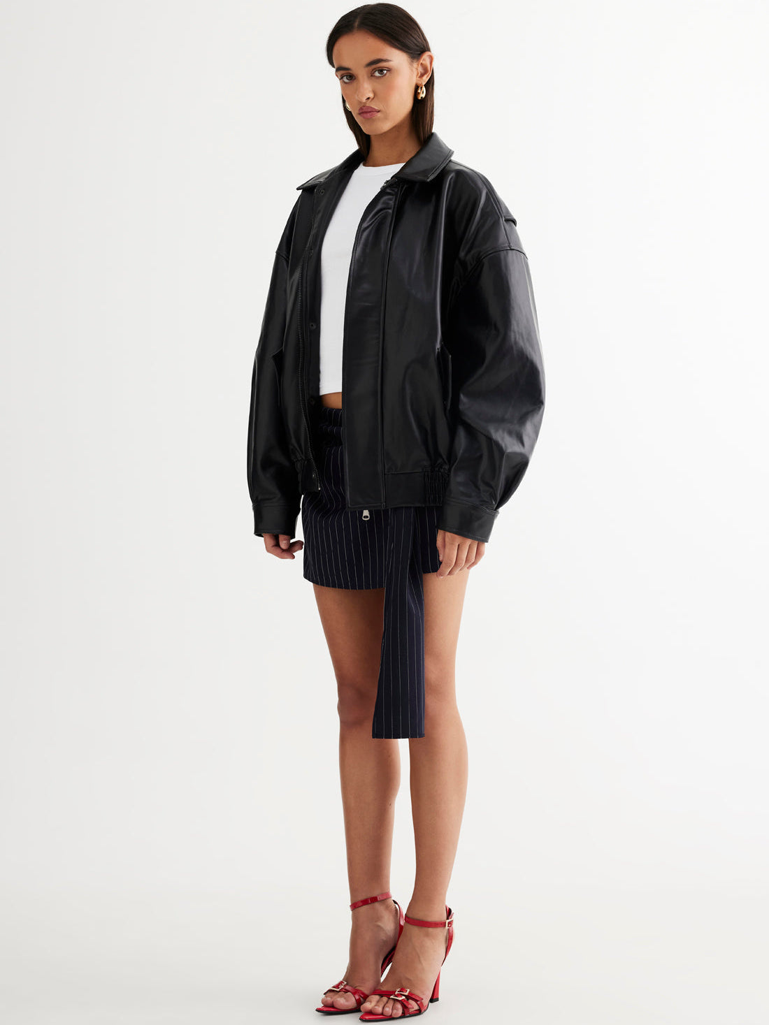 Kenny Oversized Bomber Jacket in Jet Black