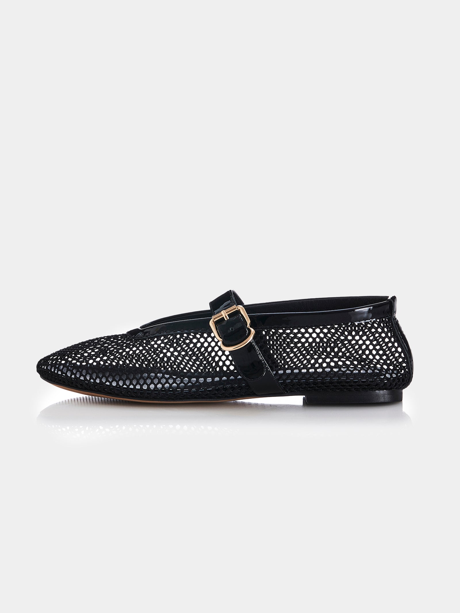 Pia Mesh Flats in Black