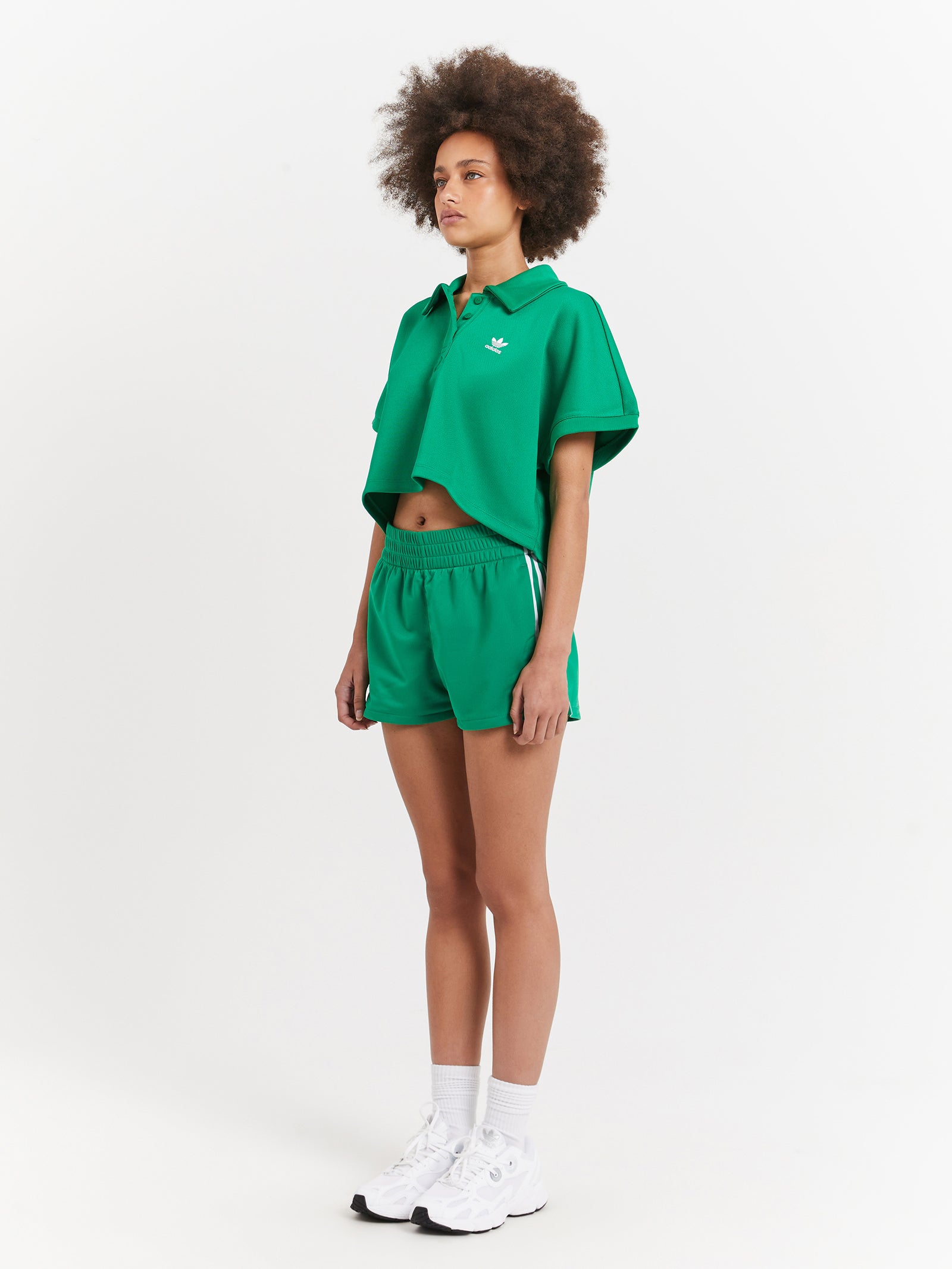 Adicolor Classics Oversized Cropped Polo T-Shirt in Green