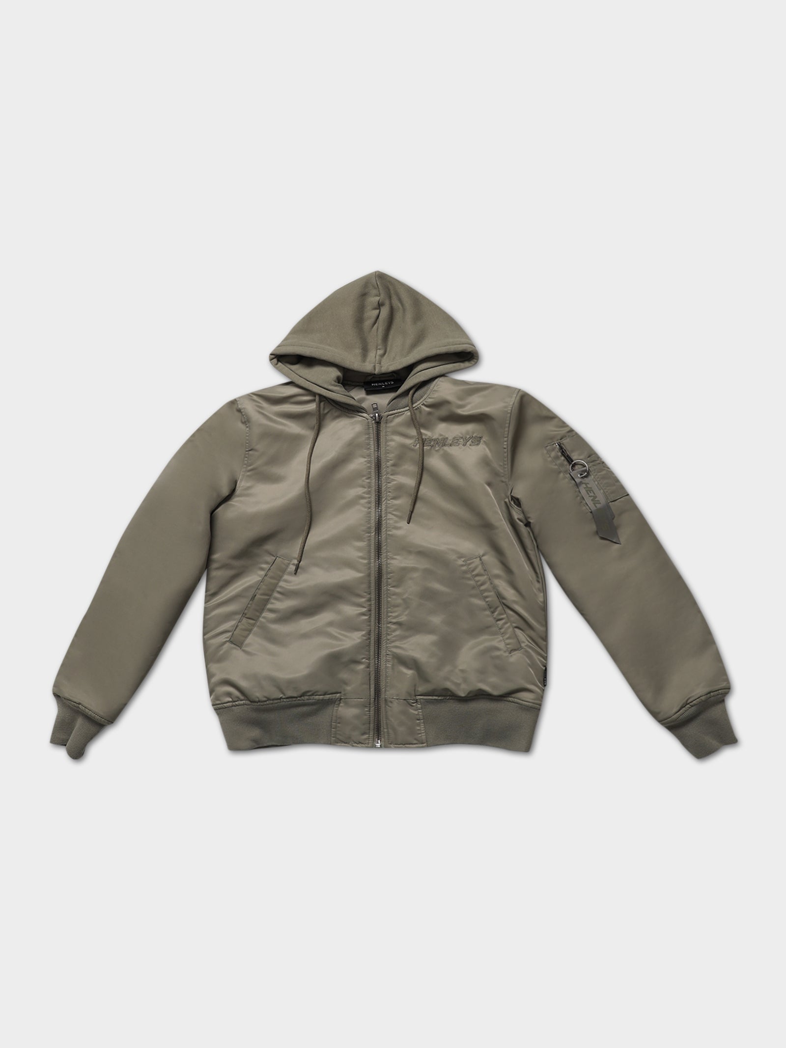 Overdrive Hooded Bomber Jacket in Olive