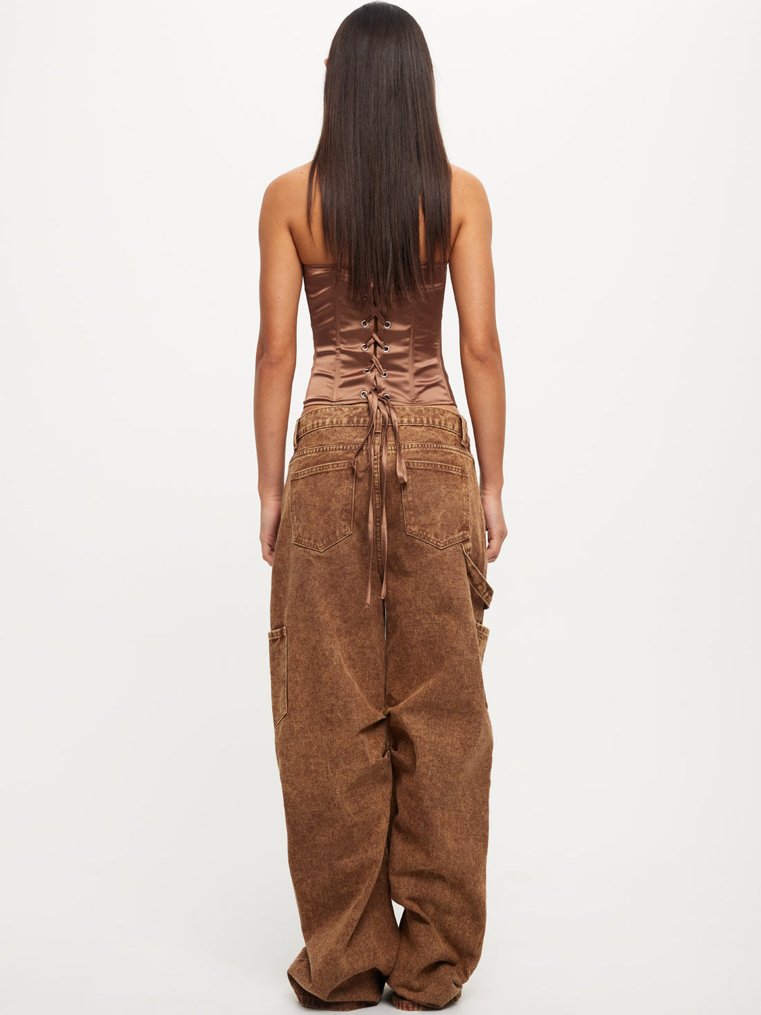 Miami Vice Low-Rise Baggy Jeans in Brown Stonewash