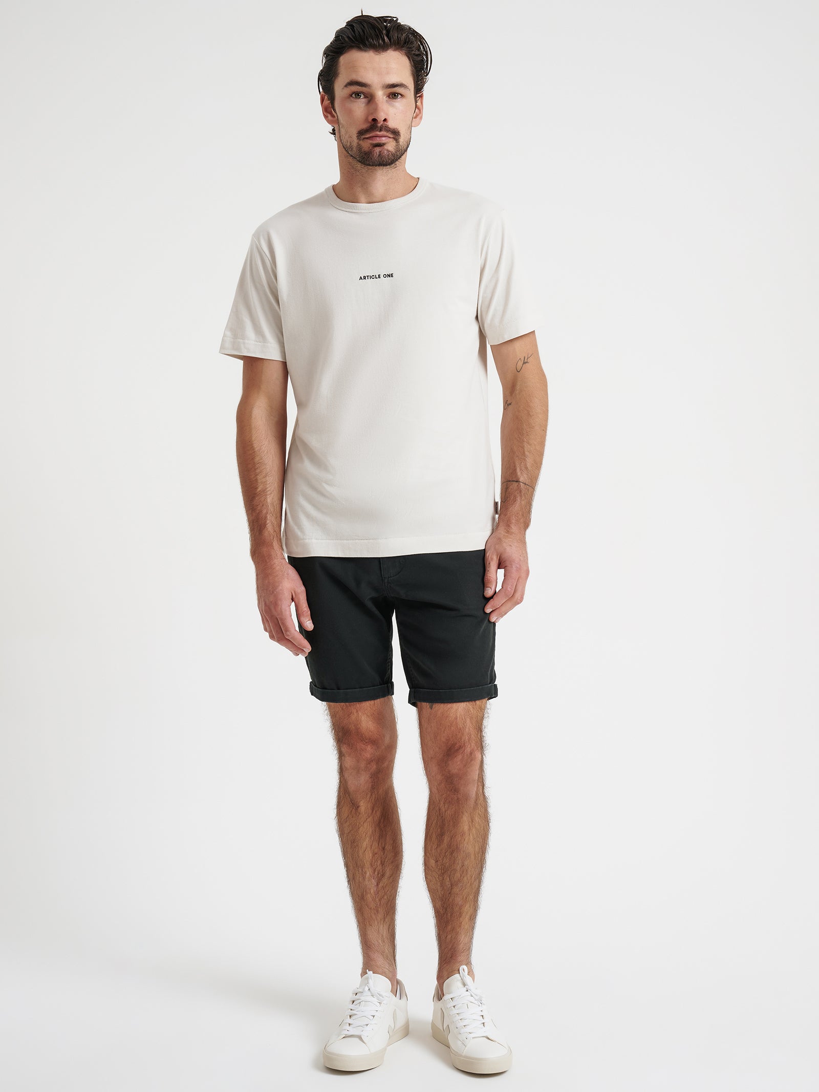 Minimal Logo T-Shirt in Ecru