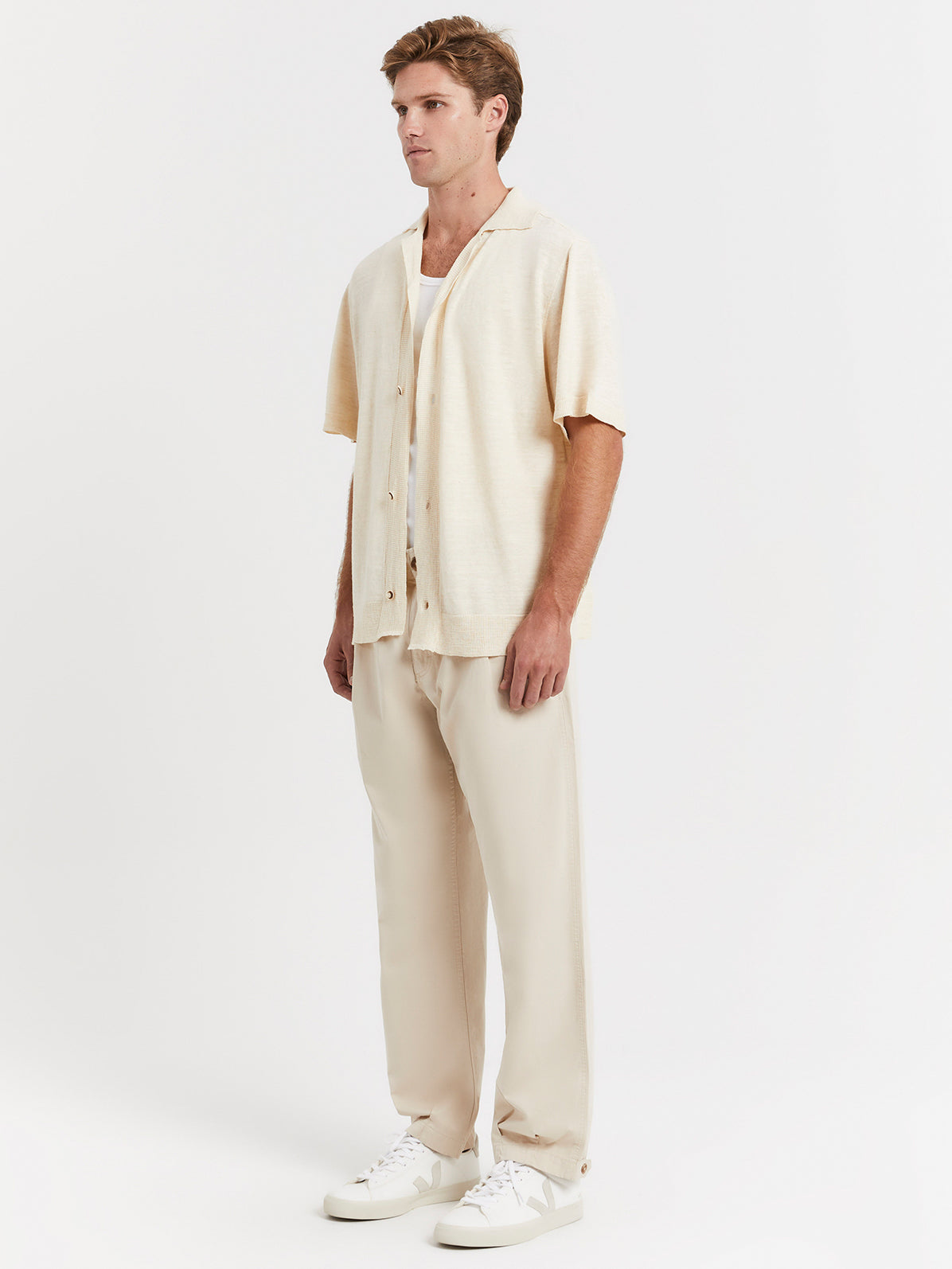 Mercer Knit Shirt in Vanilla Marle