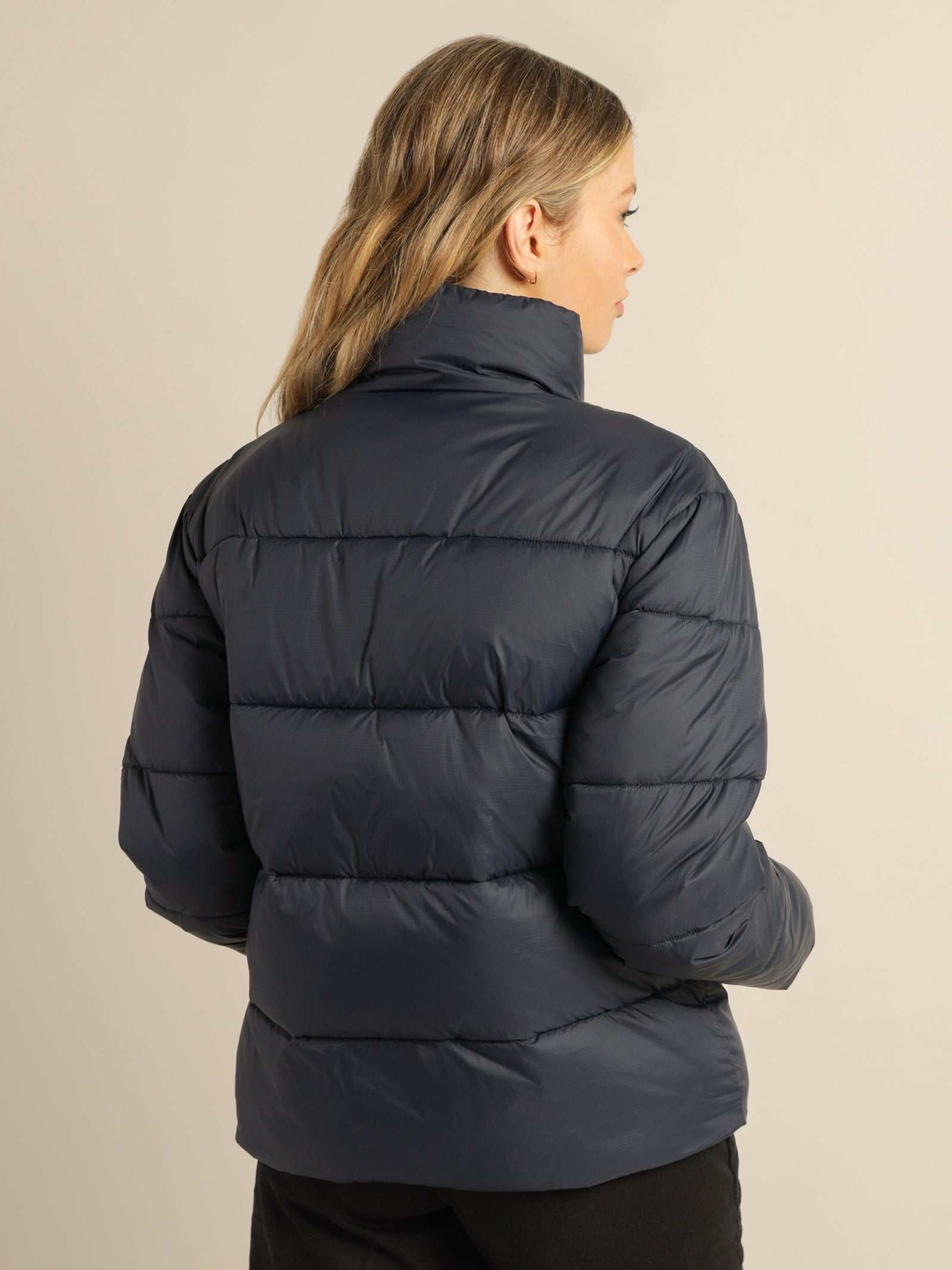 Recycled Nylon Puffer Jacket in Twilight Navy Blue