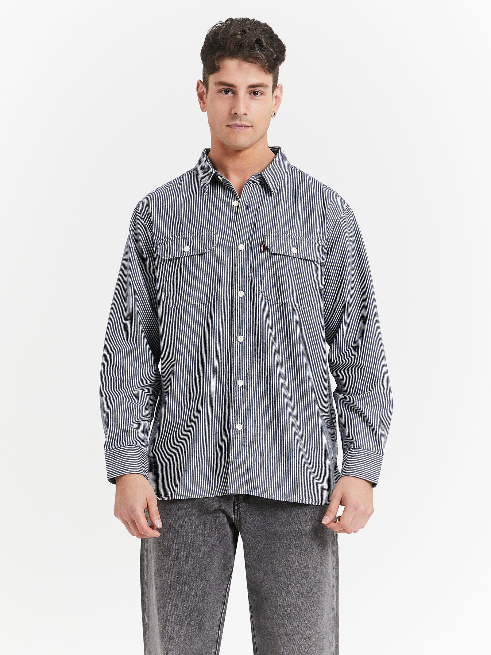 Classic Worker Workwear Shirt in Faded Blue