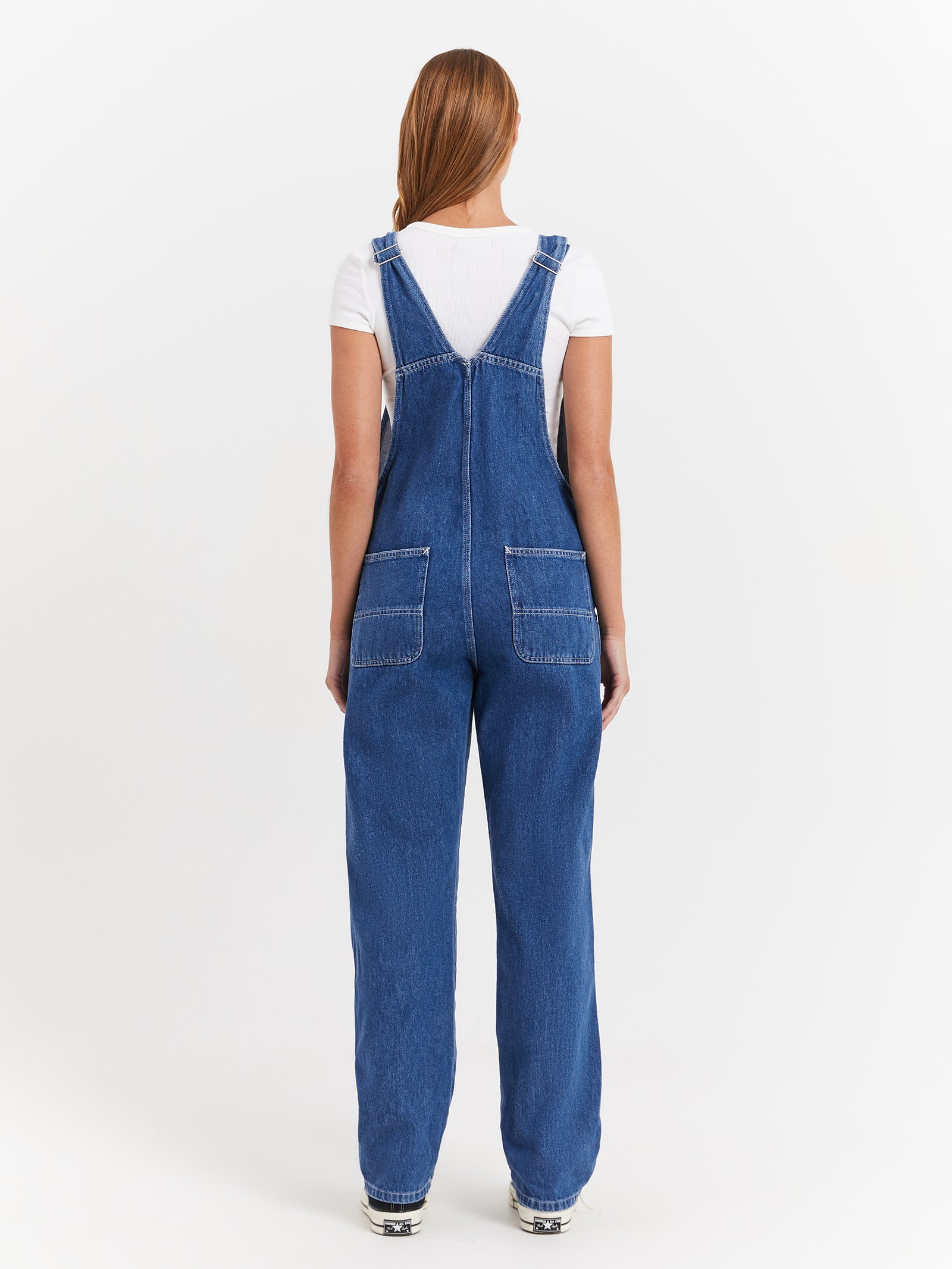 Bib Straight-Leg Overalls in Blue