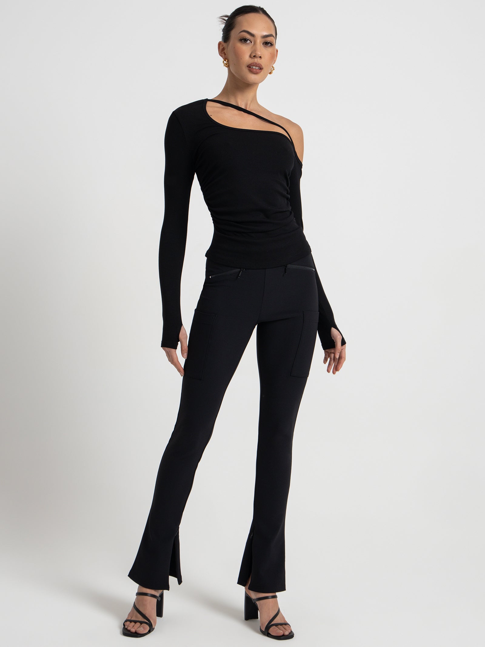 Blaze Ribbed Ponte Pants in Black