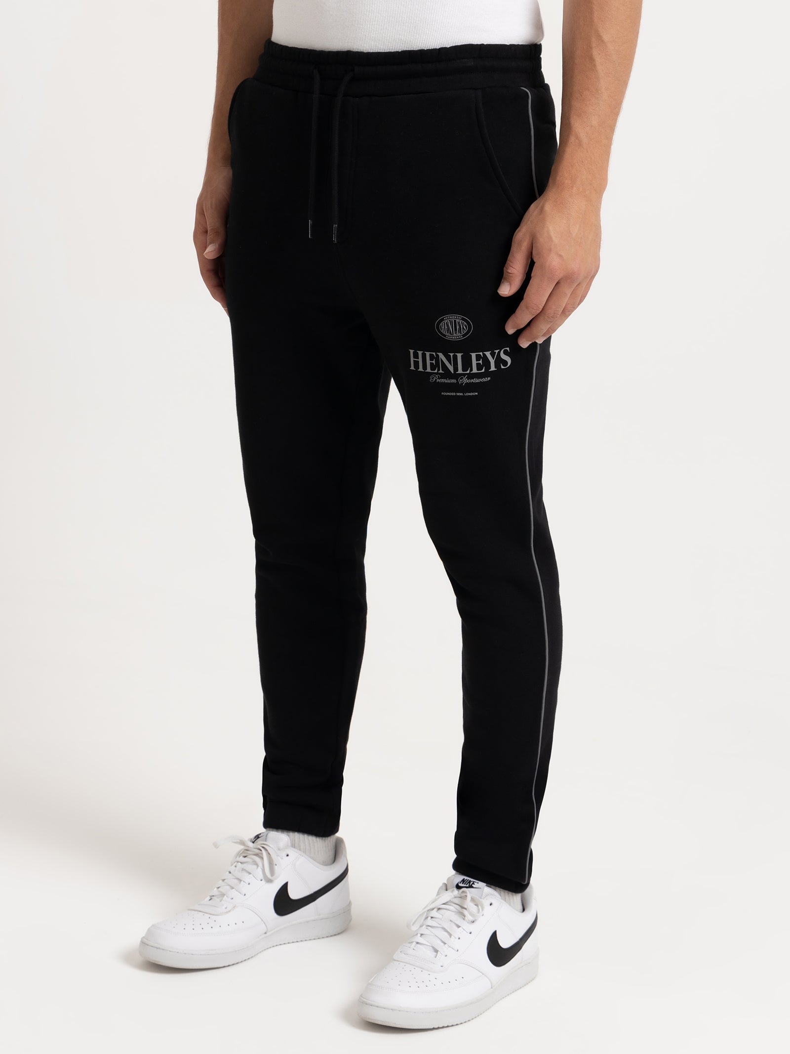 Varsity Reflective Track Pants in Black