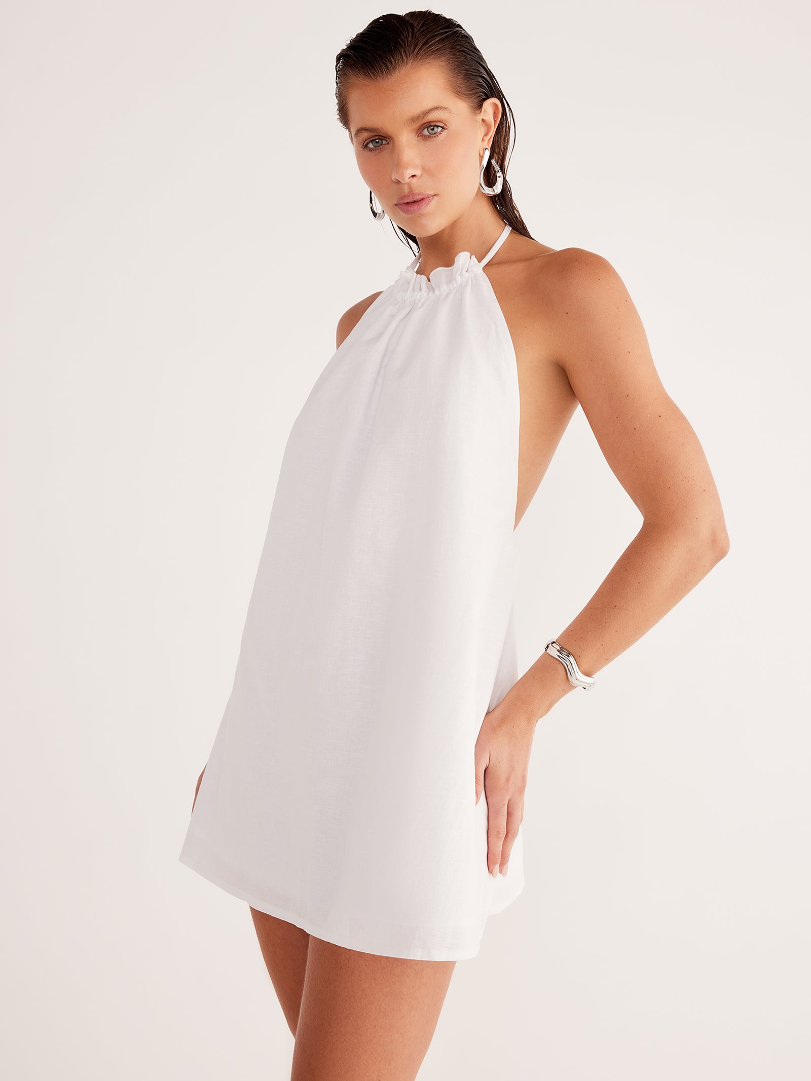 Alysse Halter Dress In White