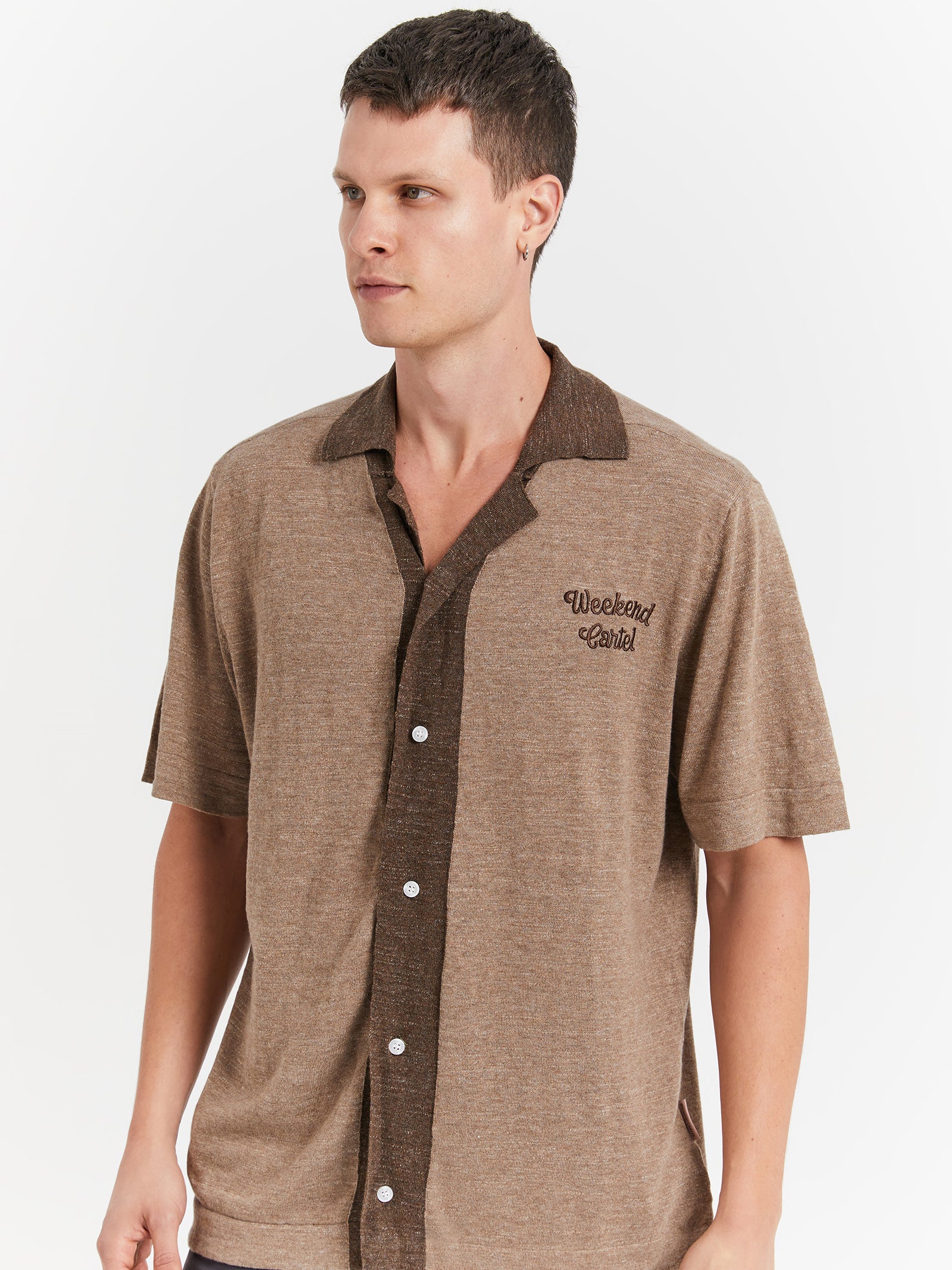 Saloon Knit Shirt in Tan