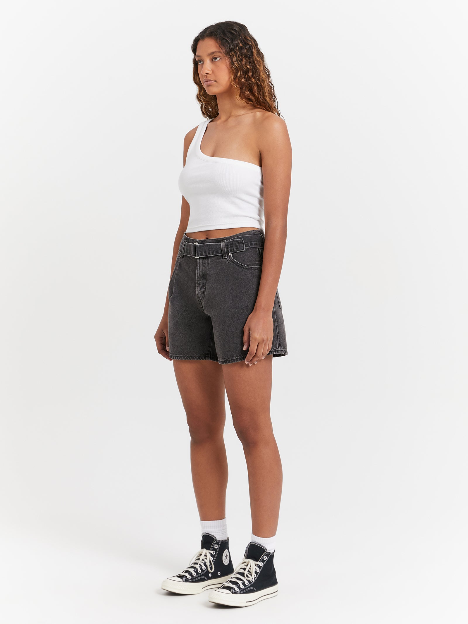 Belted Shorts in Lose Control Black