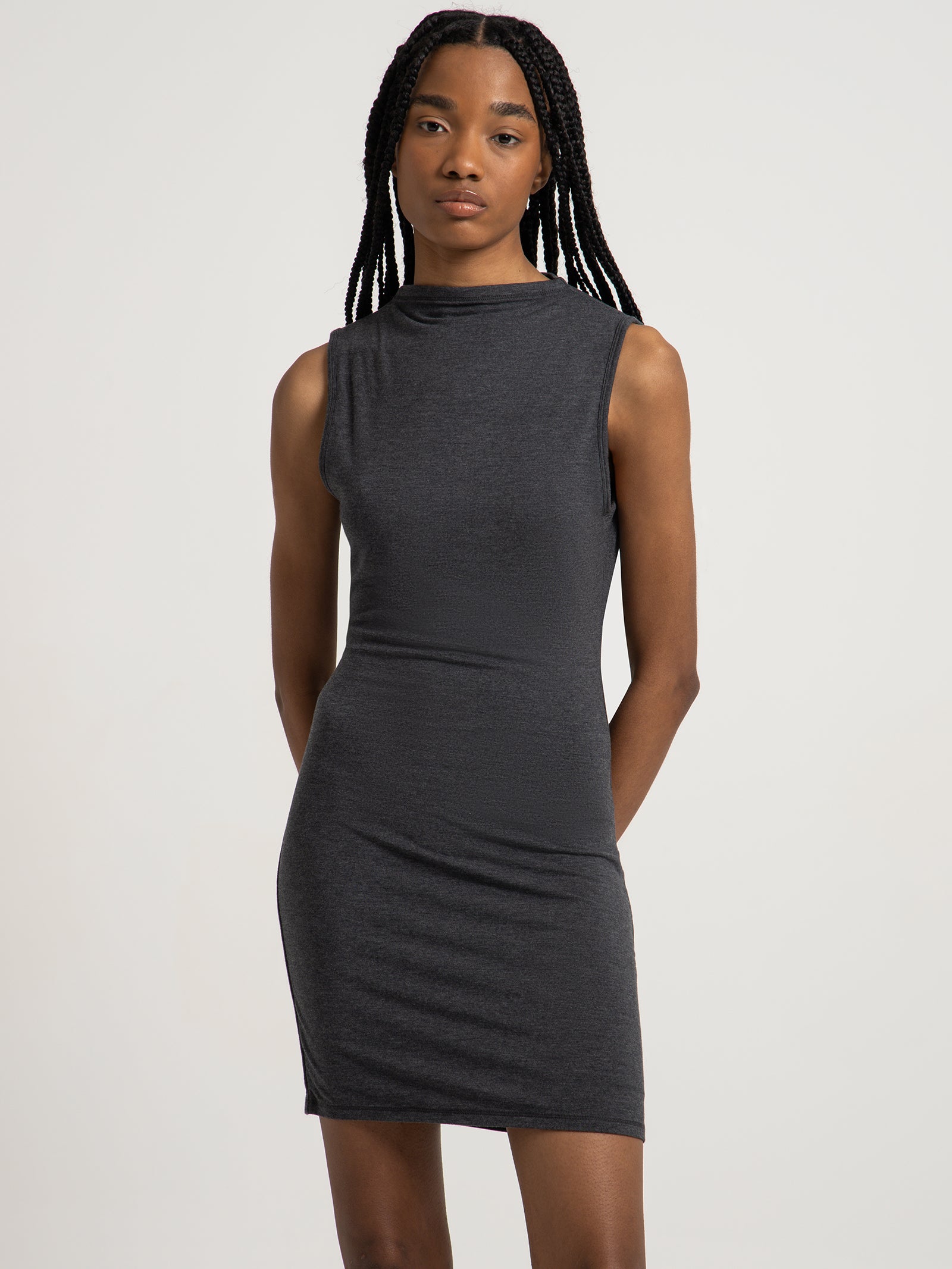 Ambroise Tank Dress in Charcoal Marle