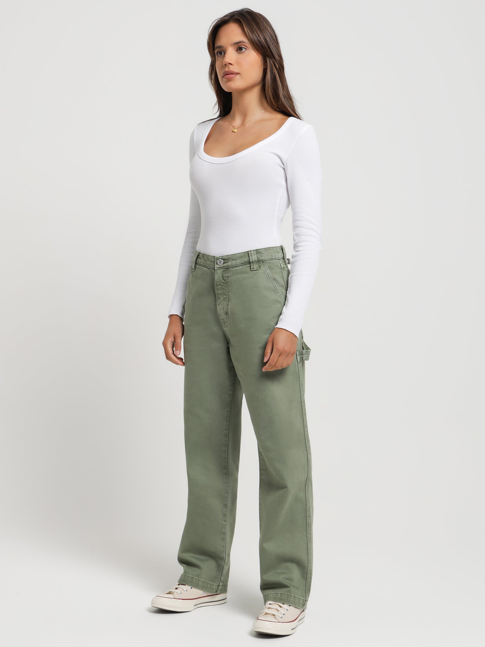 A Slouch Carpenter Jeans in Faded Army Green