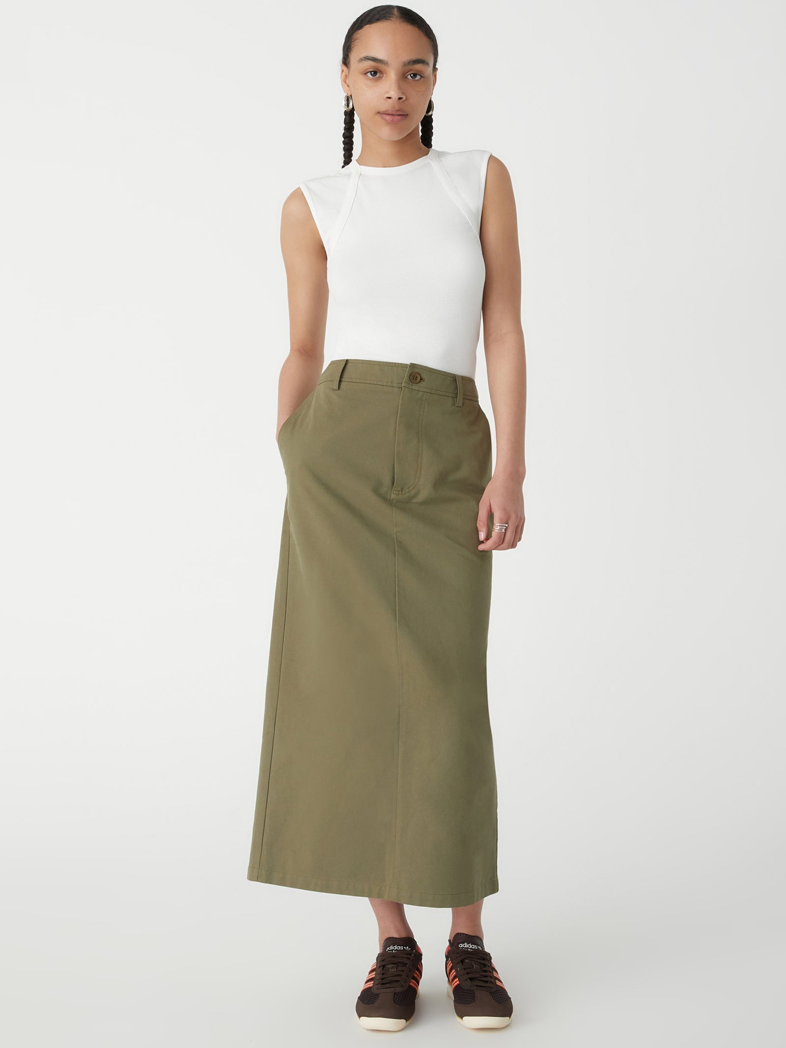 Carole Midi Skirt in Khaki