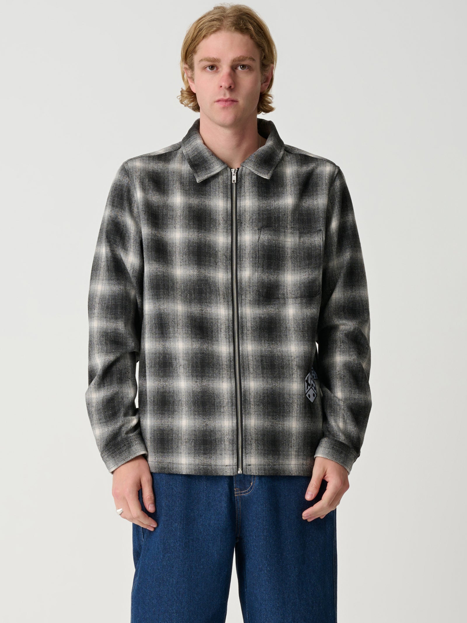 Dice Check Long Sleeve Zip Shirt