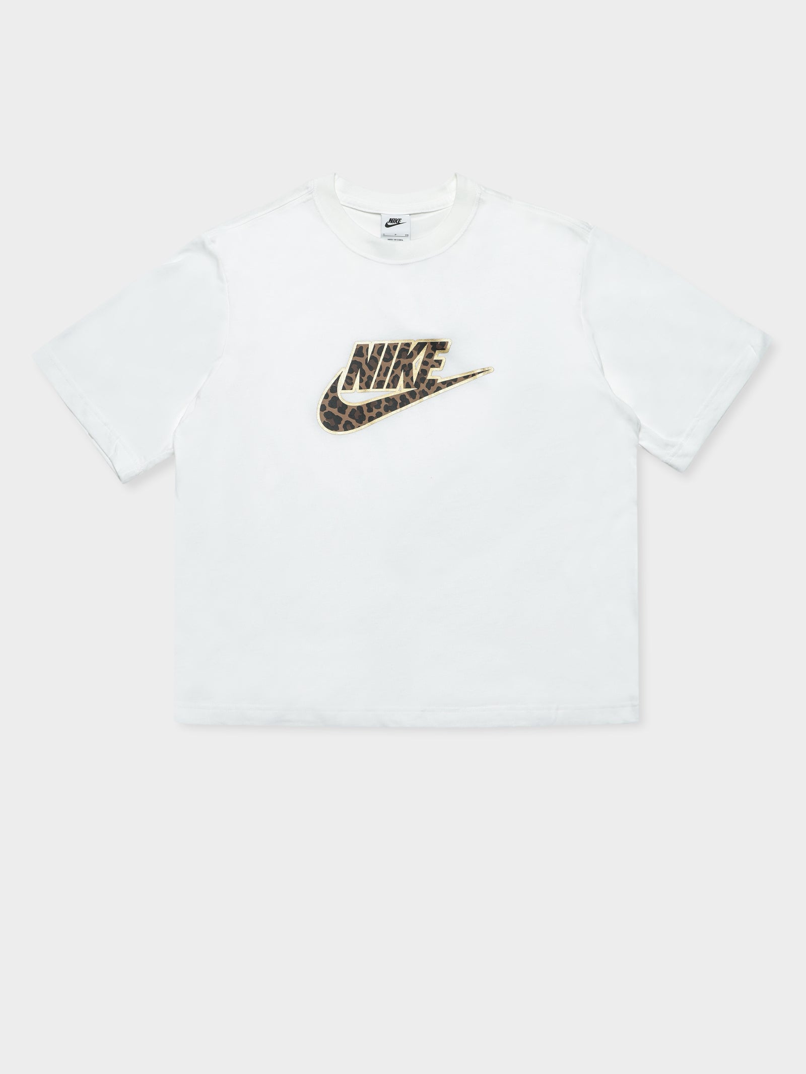 Sportswear T-Shirt Boxy Leopard in White & Metallic Gold