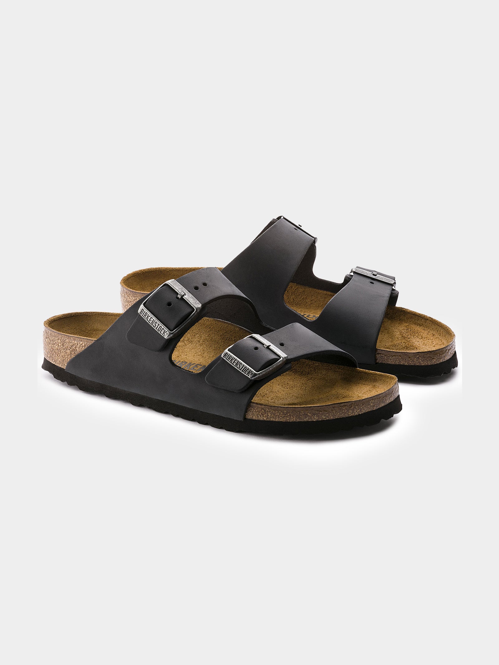 Unisex Arizona Oiled Leather Sandals in Black