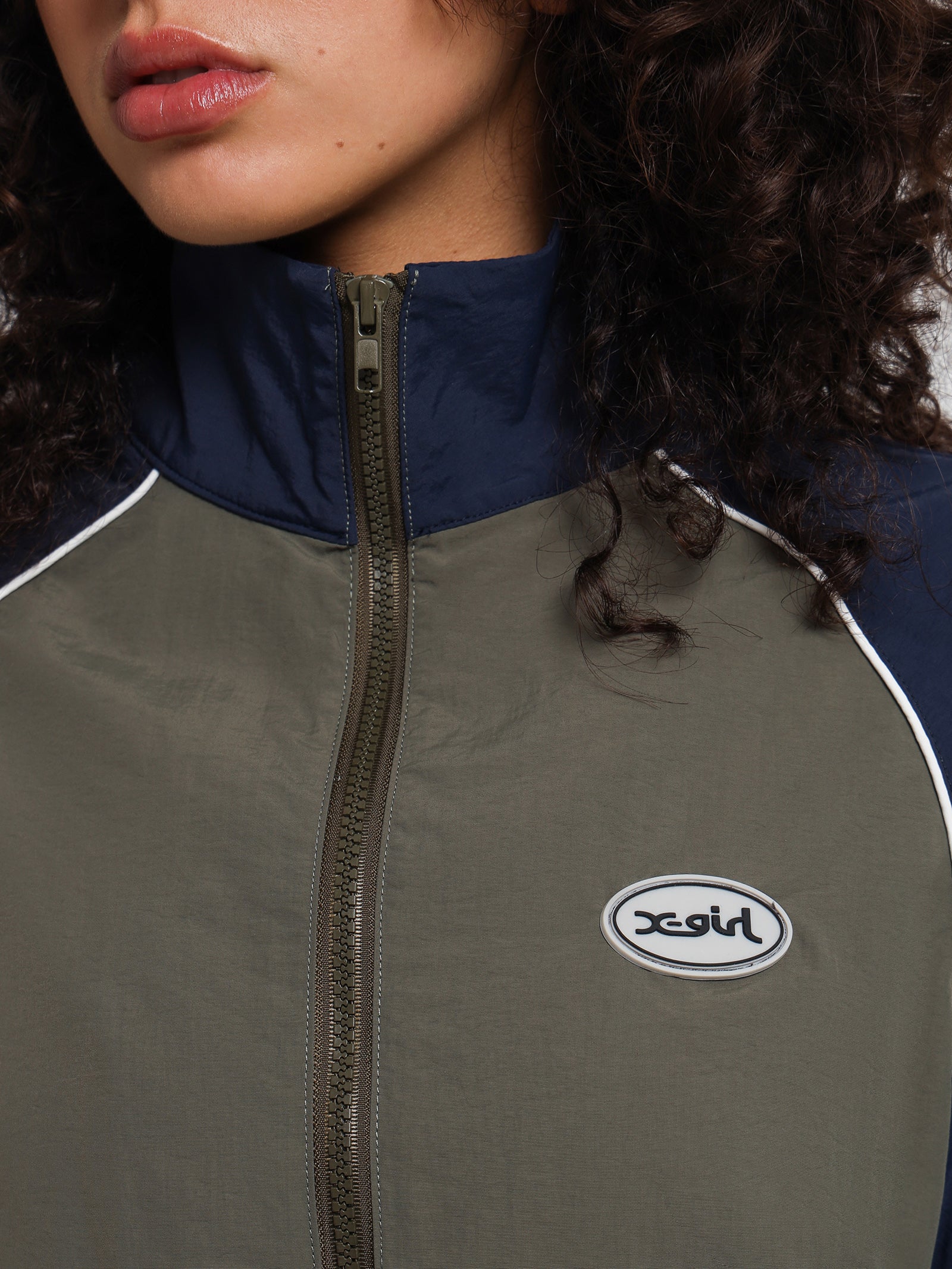 Panelled Nylon Jacket in Sage